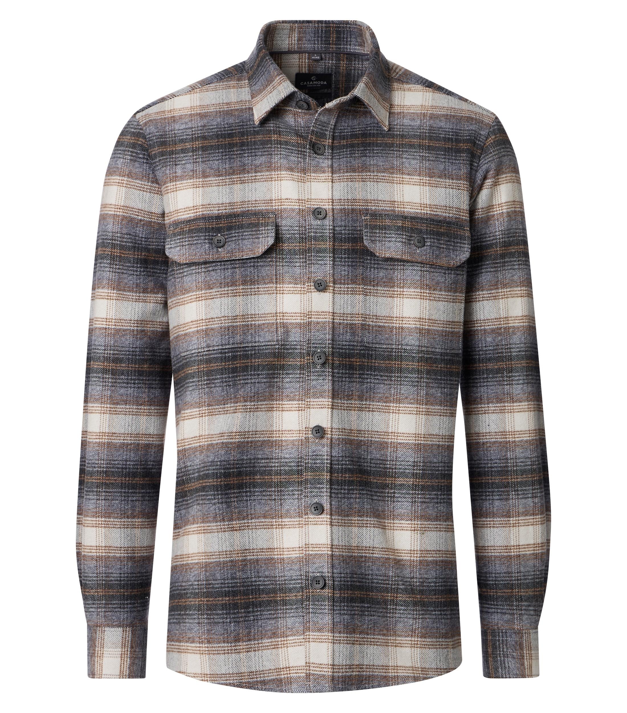 Casamoda Overshirt Kariert Grau Beige XXL