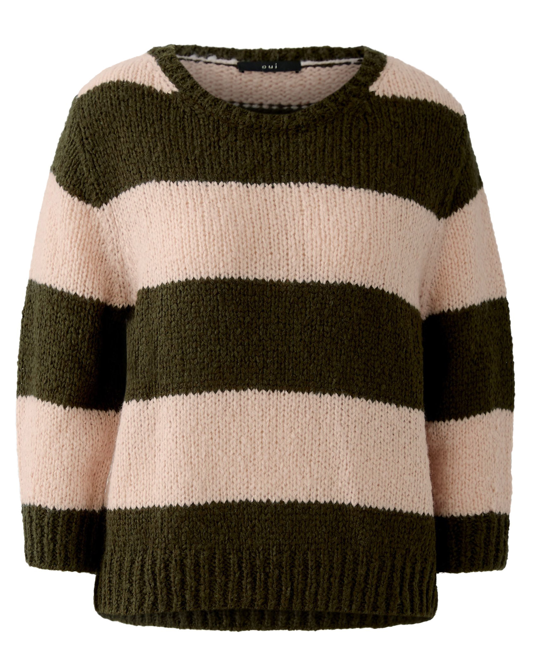 Oui Pullover mit verkürztem Arm - lässig in Blockstreifen
