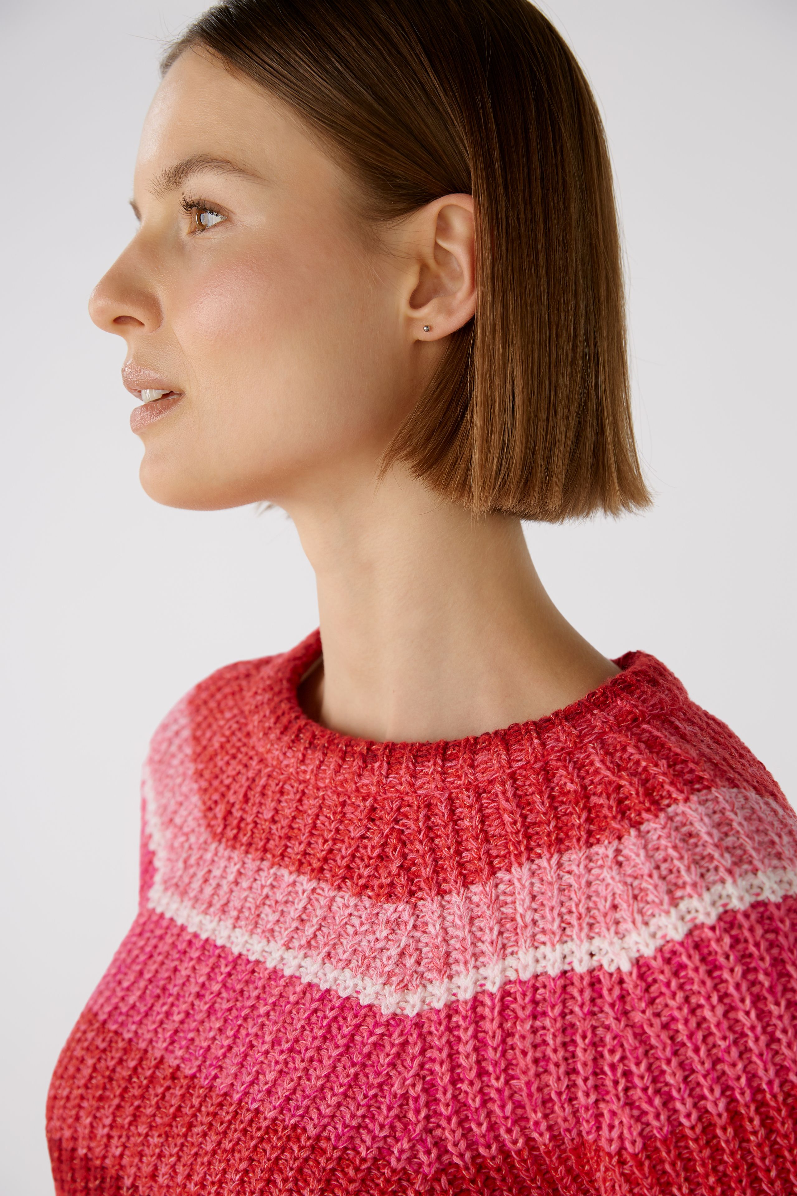 Oui Damen Pullover Iconic Garnmix - pink red 38