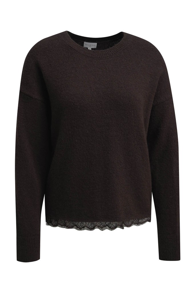 Milano Italy Damenpullover mit Spitzenbesatz