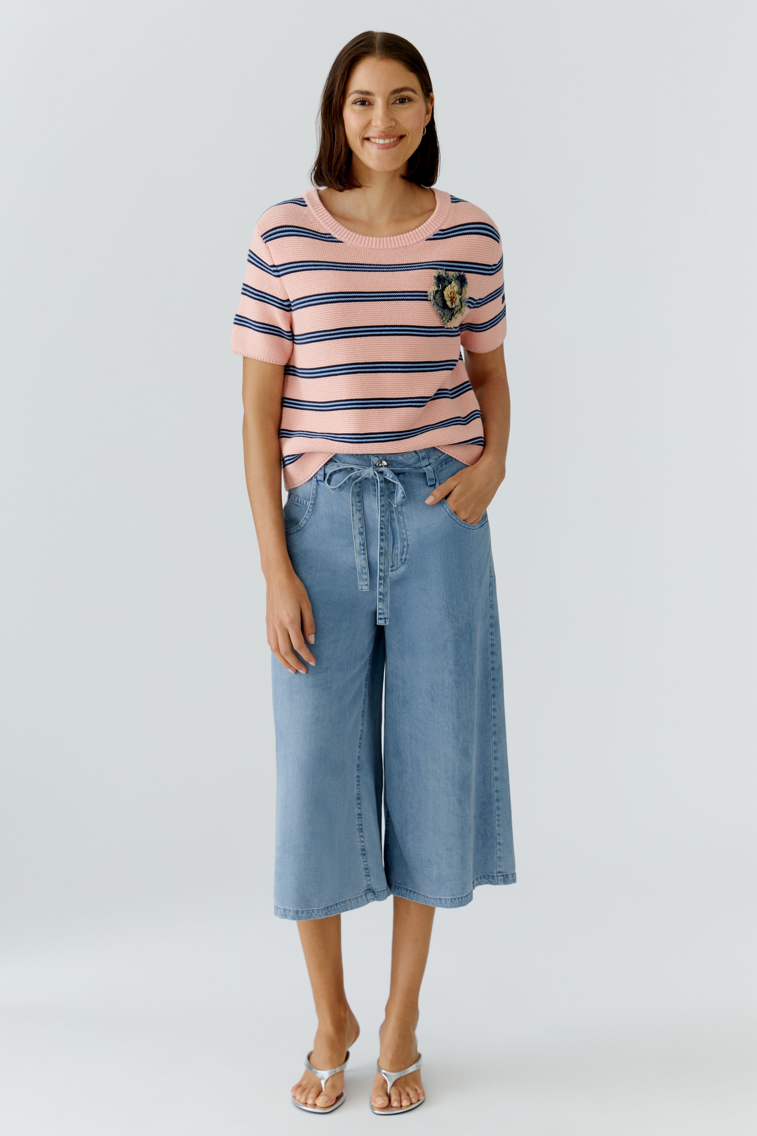 Oui Pullover mit aufwendiger Blumen Applikation 42