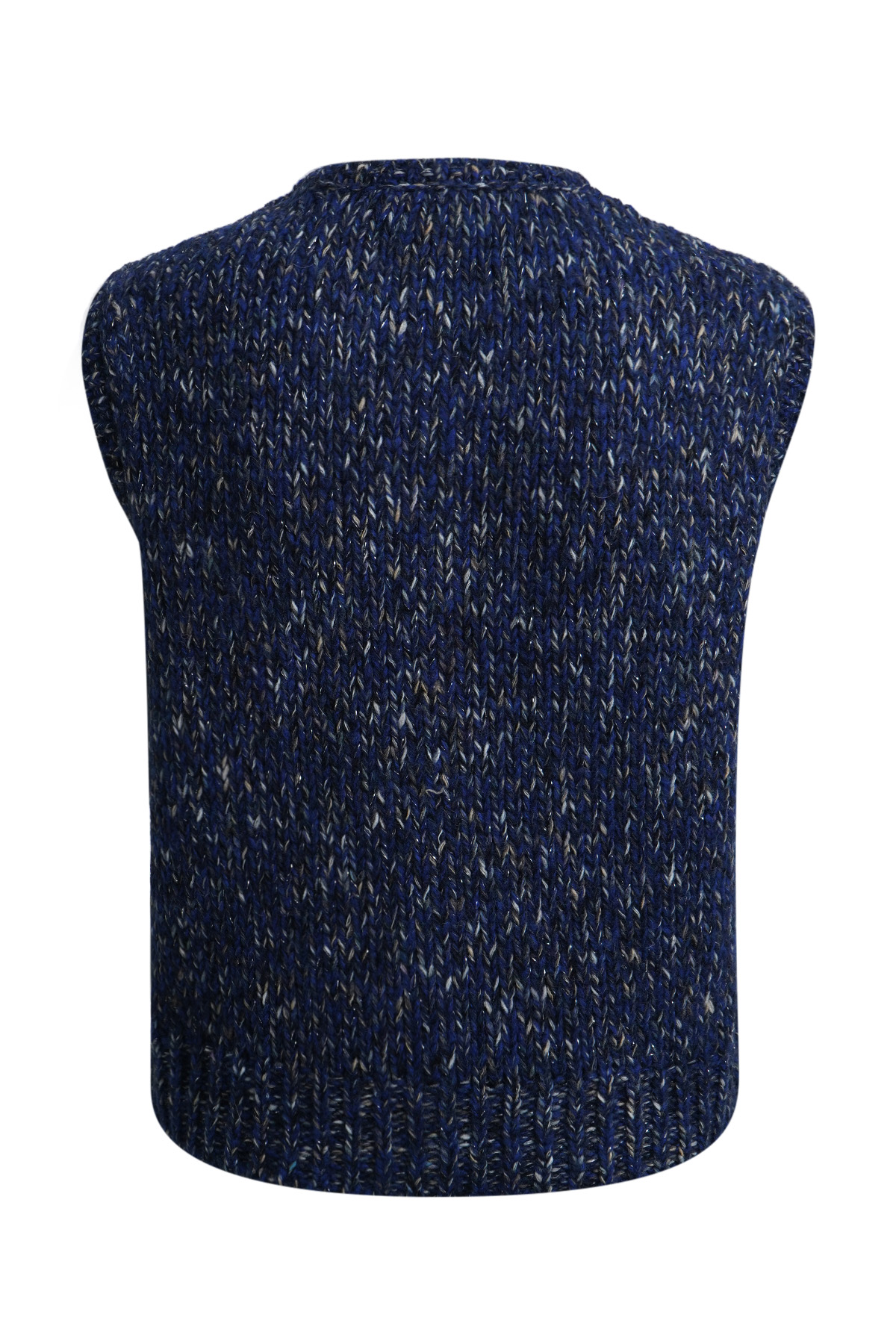 Milano Italy Strickweste – Blau meliert, Knopfleiste XL