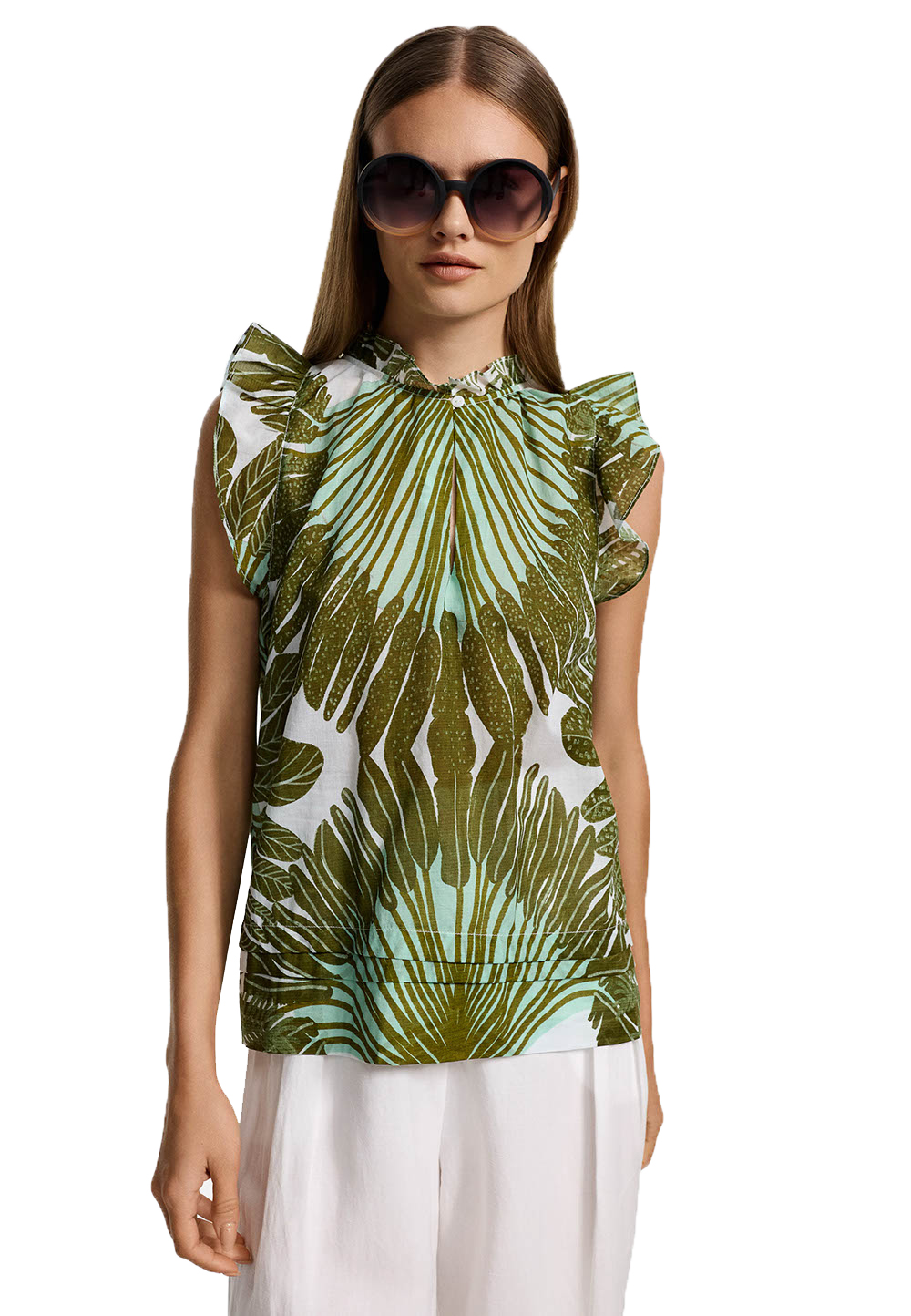 Catnoir Blusentop mit raffiniertem Schnitt am Arm - olive