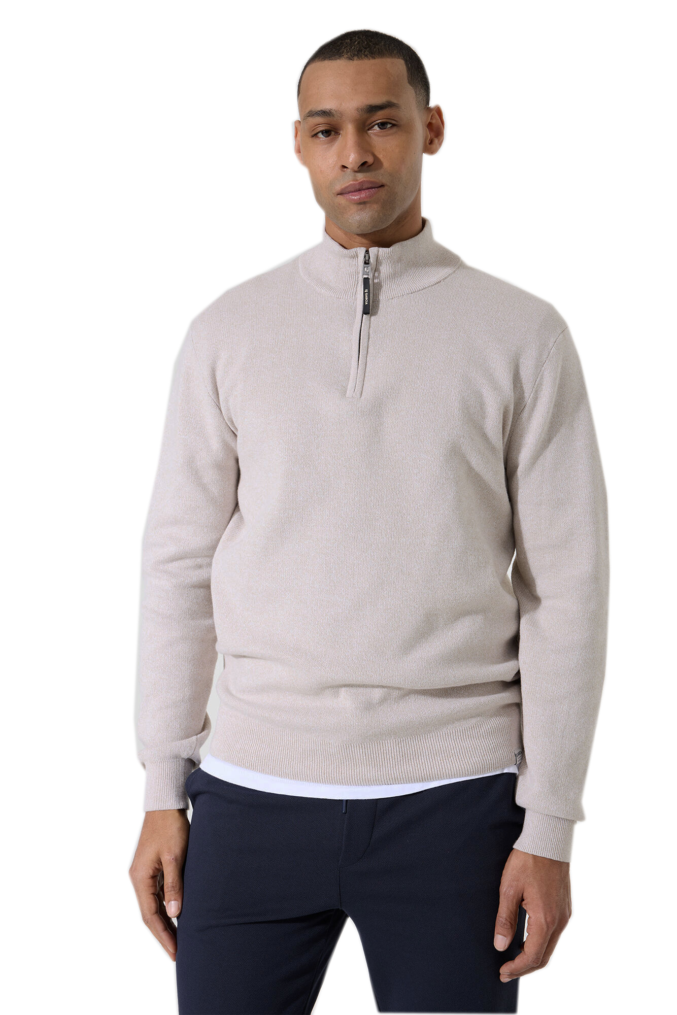 Garcia Herren Pullover Troyer-Zip - sand