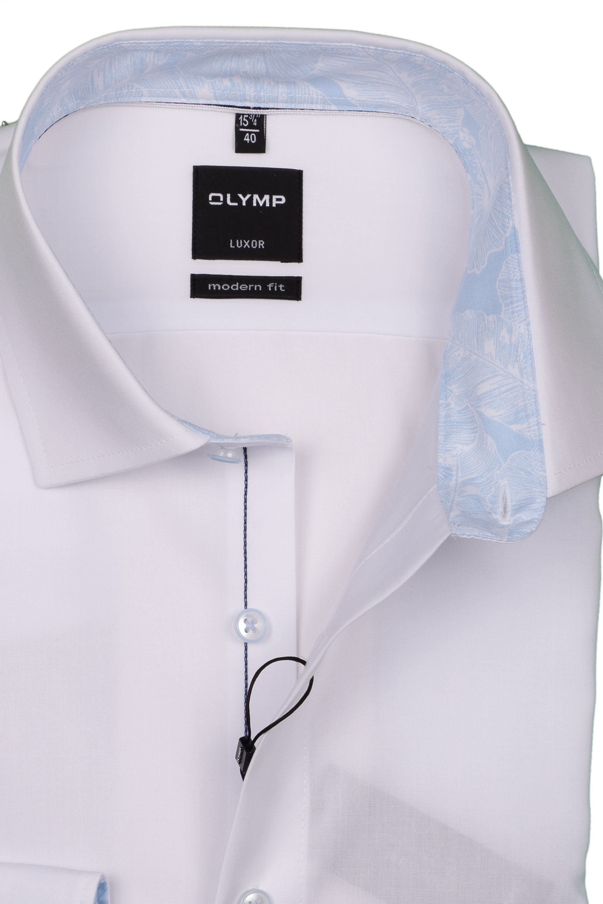 Olymp Hemd Luxor modern fit - weiß mit hellblau 41