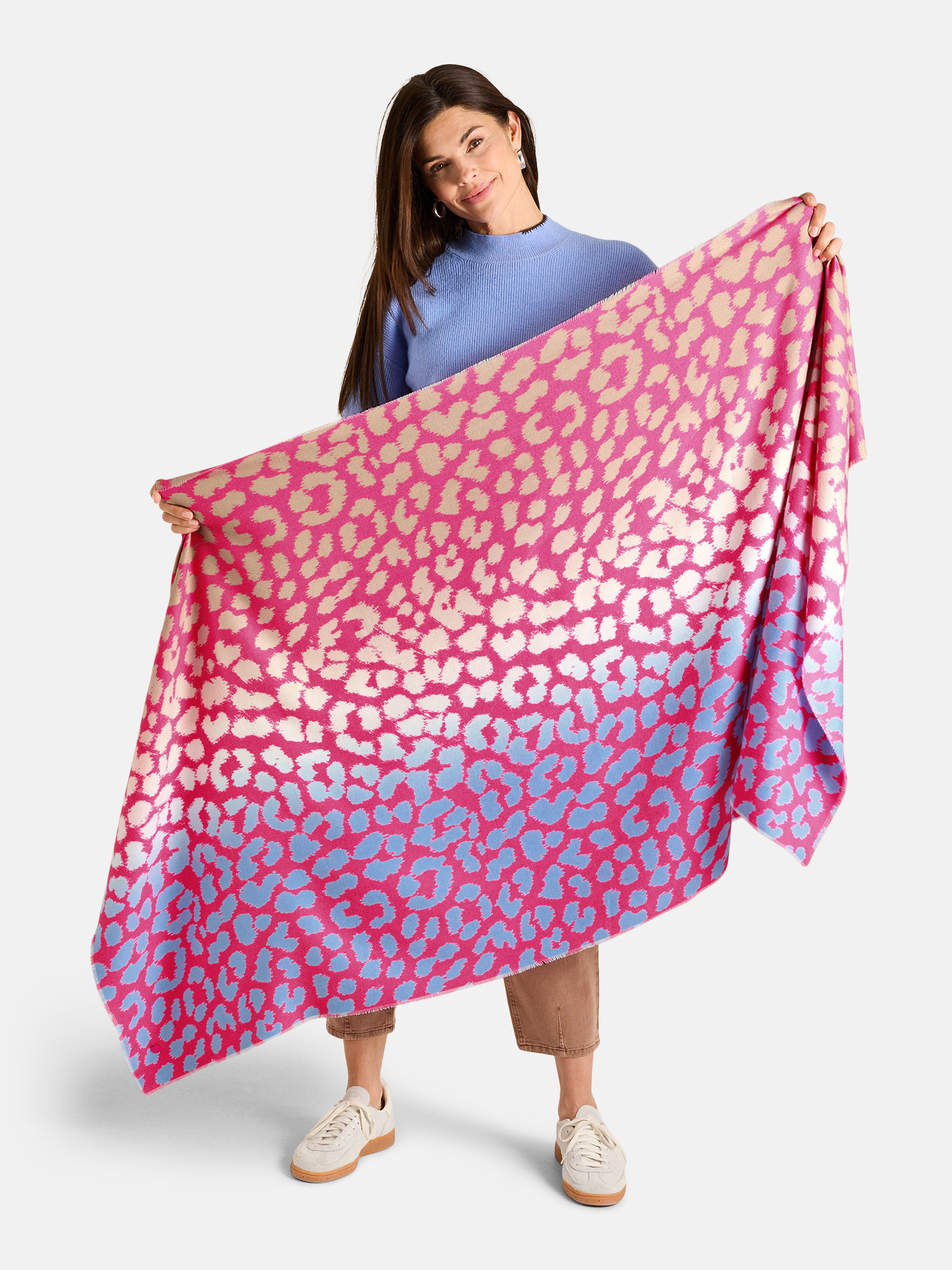 Lieblingsstück Damen Schal – Leo‑Muster Pink / Hellblau OZ