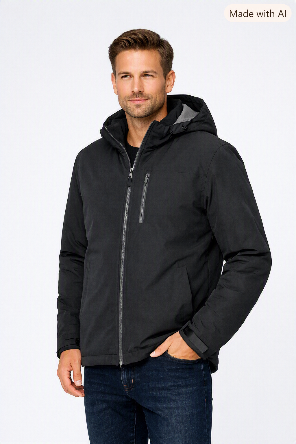 Garcia Herrenjacke – Schwarze Winterjacke mit Kapuze XXL