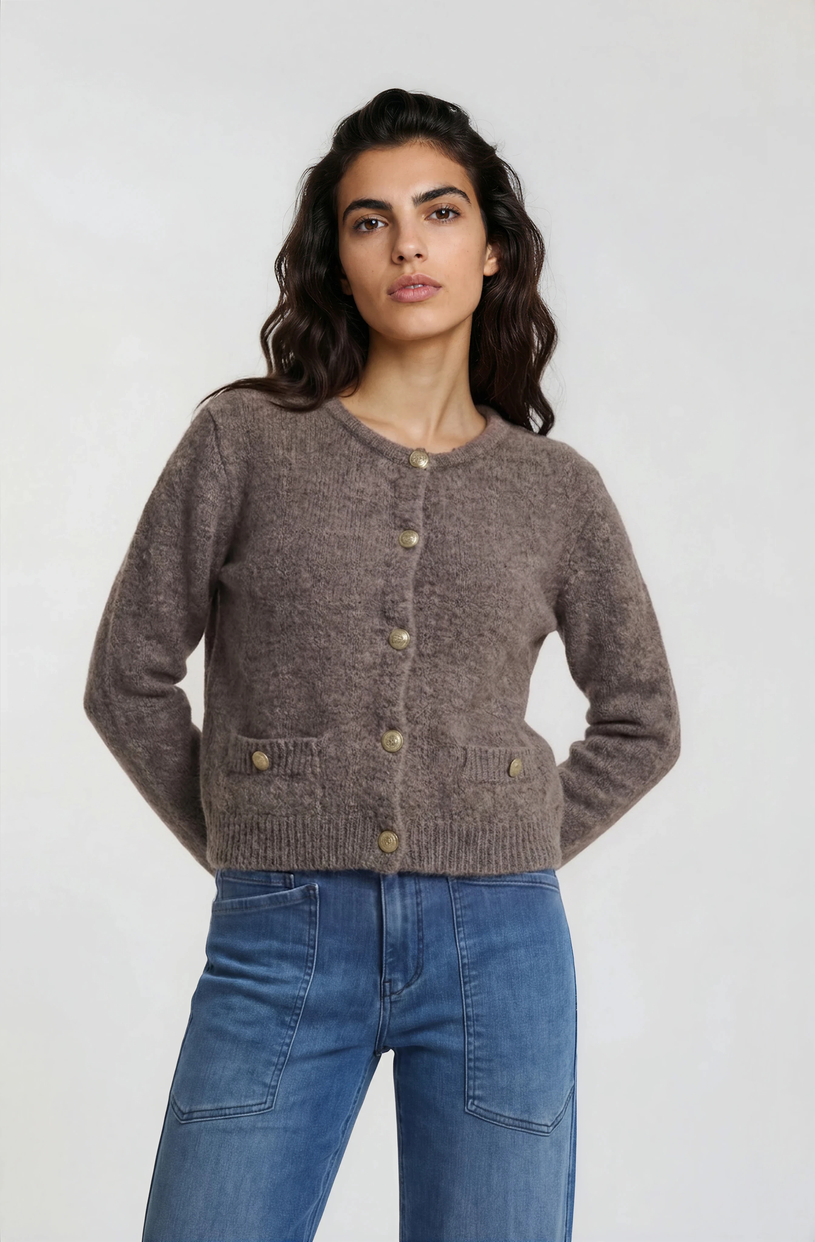 Milano Italy Damen‑Strickjacke mit goldenen Knöpfen XL