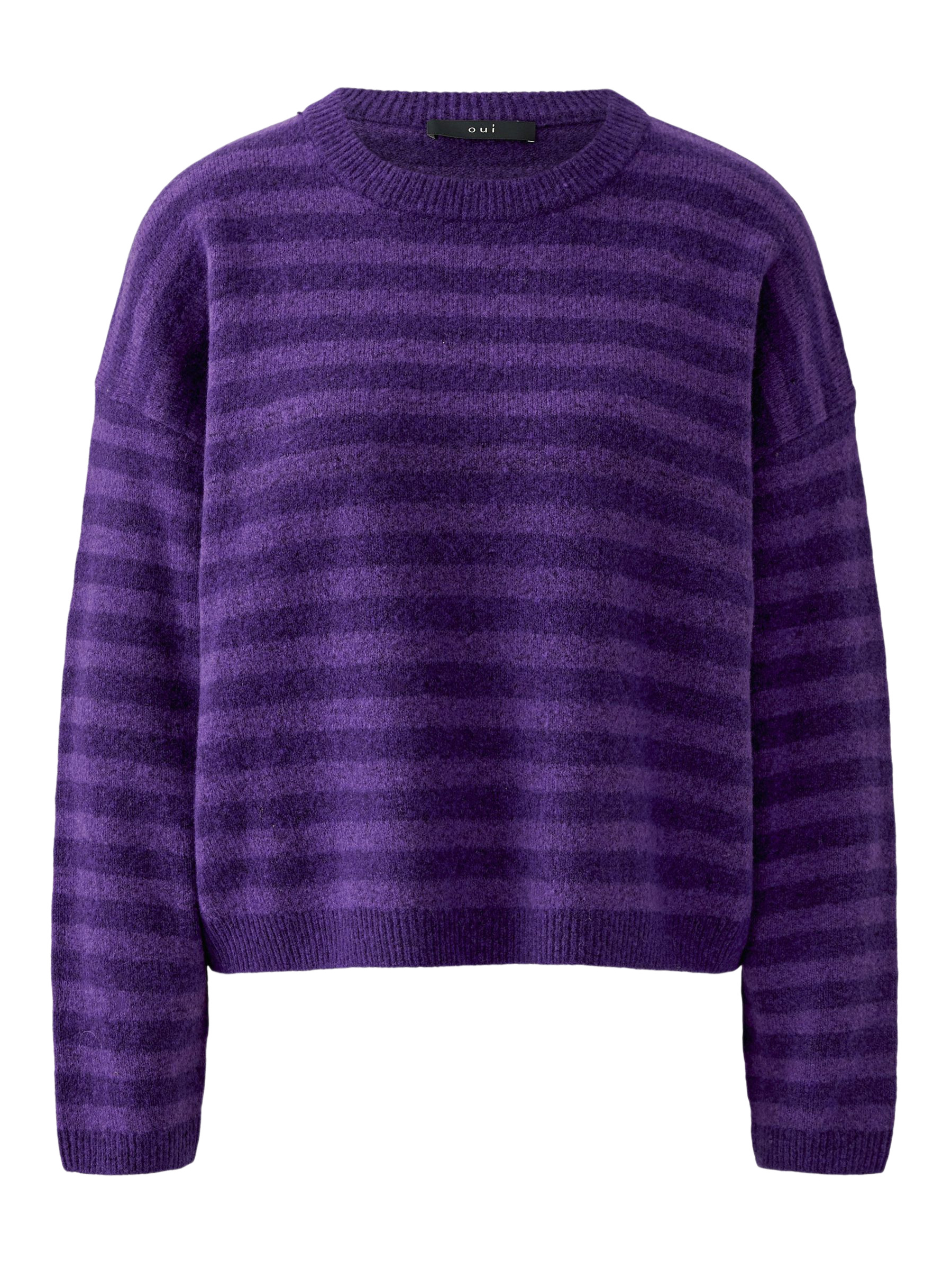 Oui Pullover mit Streifenmuster in Violett 42