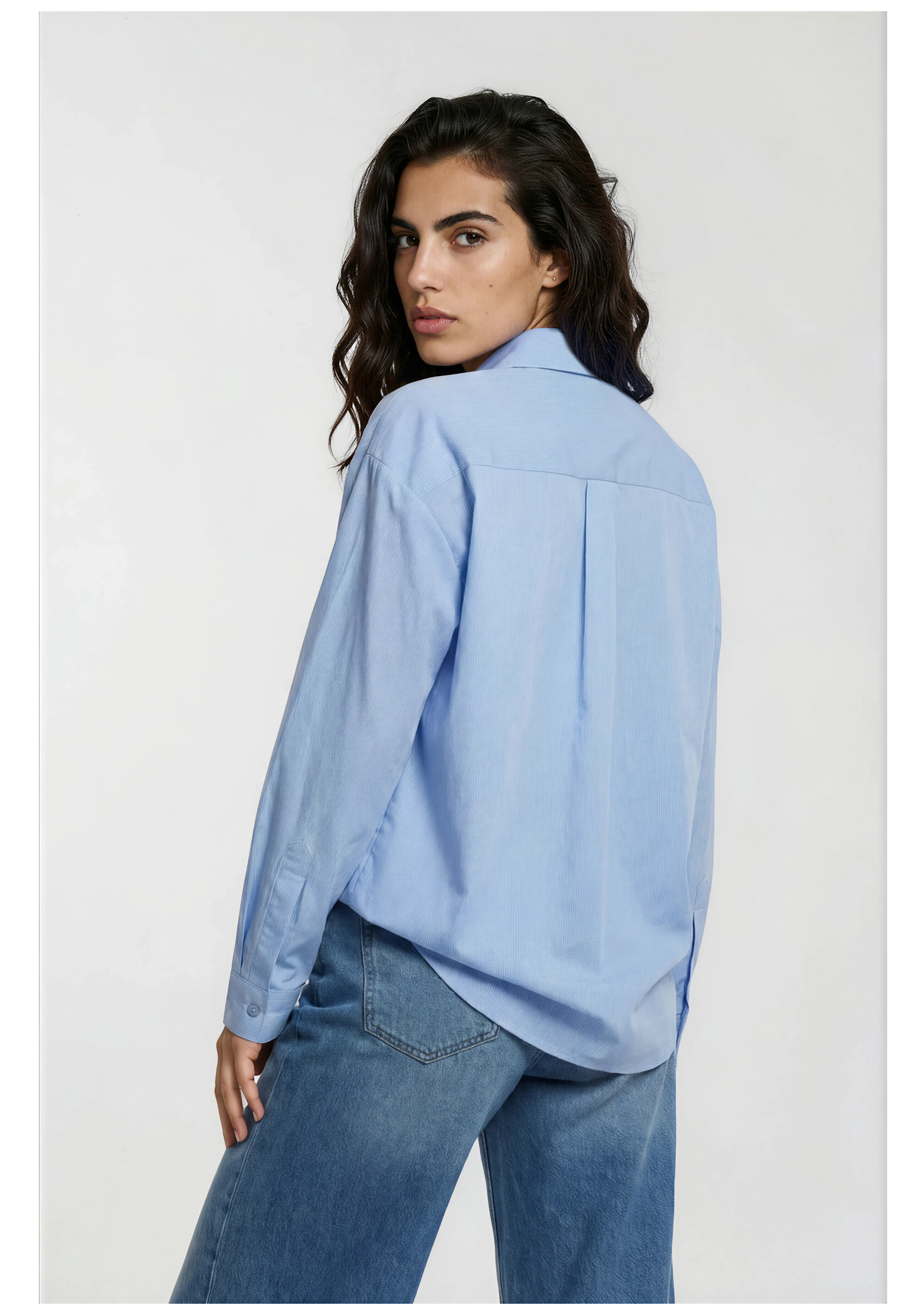 Milano Italy Bluse mit Bindeschleife – Hellblau 36