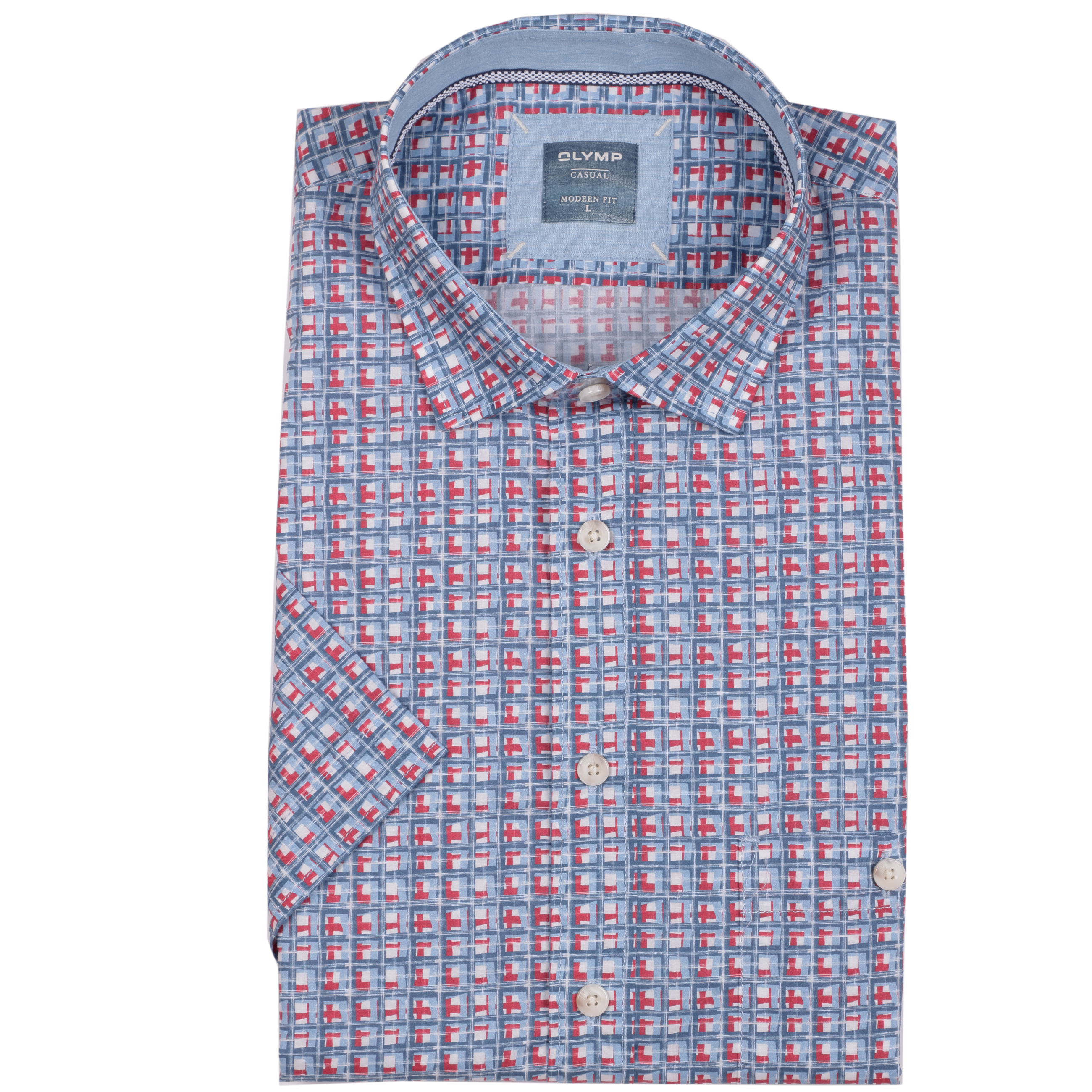 Olymp Hemd Casual modern fit 1/2 Arm L rot