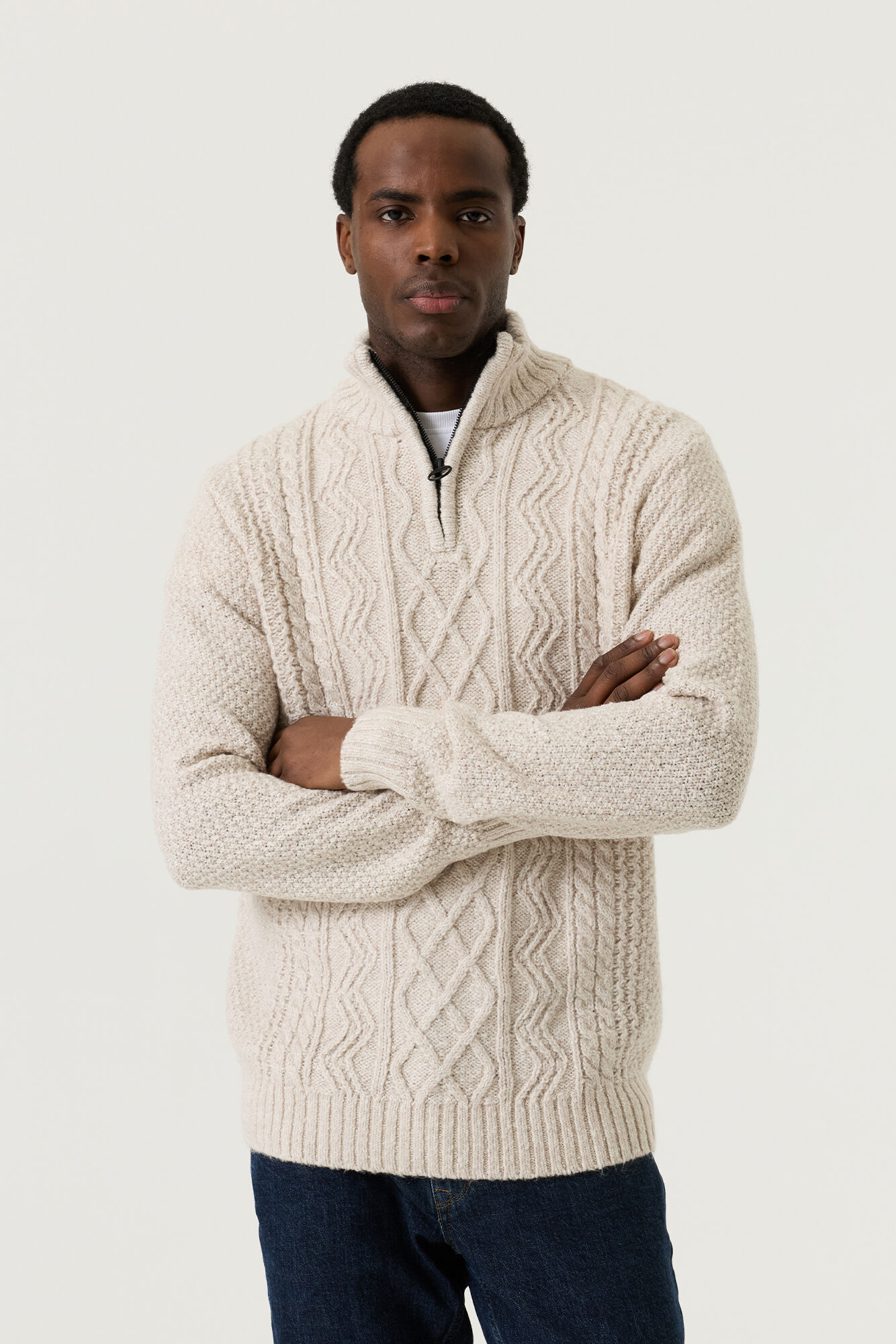Garcia Strickpullover  mit Zipperkragen  in  natur M