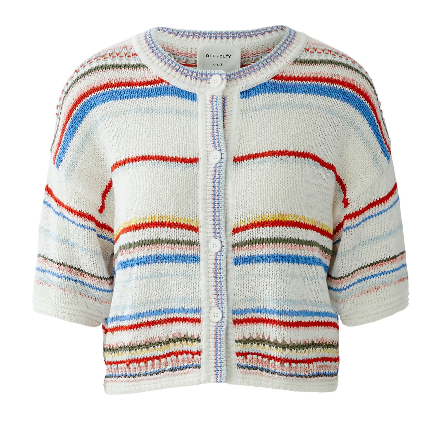 Oui Strickjacke 1/2 Arm - white red 42