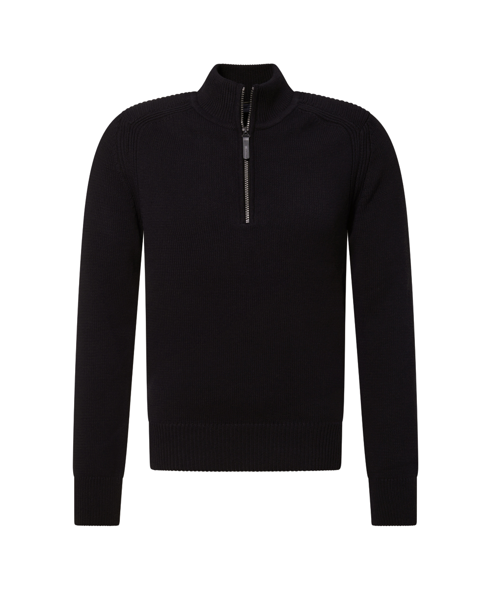 Pierre Cardin Pullover Troyer zip - schwarz L