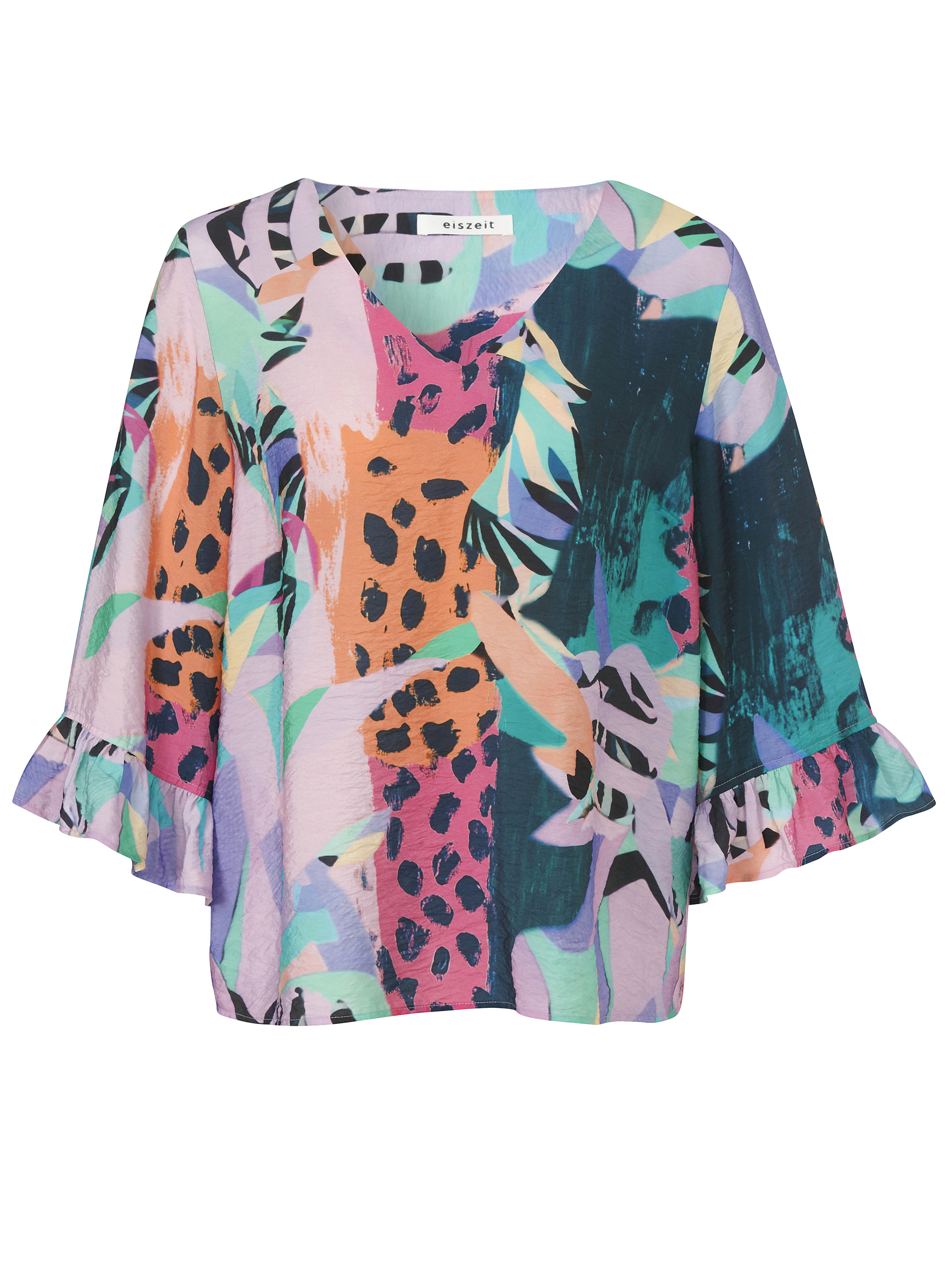 Eiszeit Bluse V-Ausschnitt 3/4 Arm Druck 46
