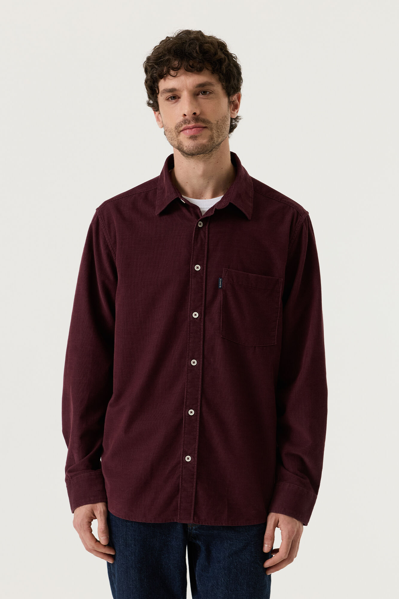 Garcia Herren Cordhemd - bordeaux XL