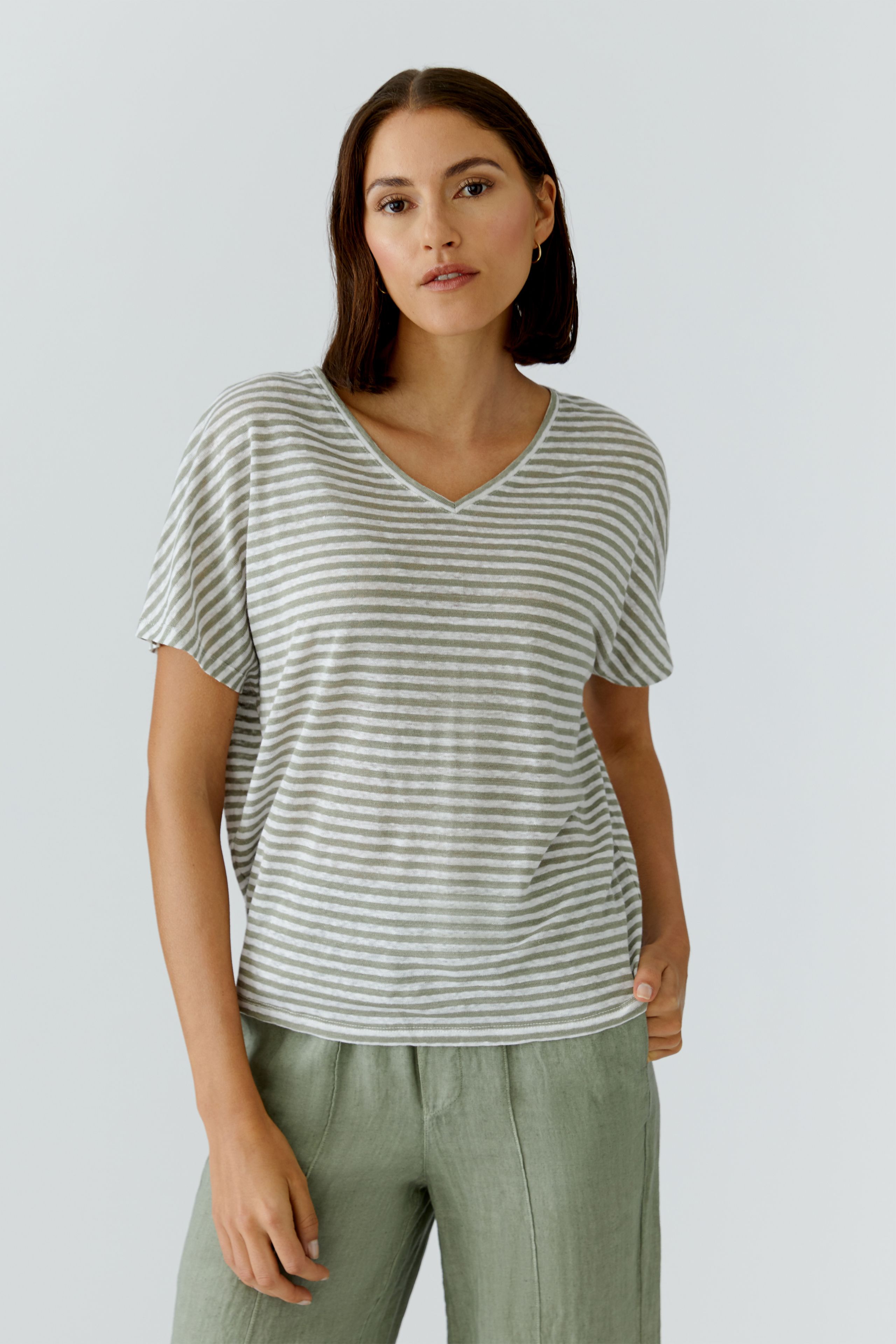 Oui  Leinen T-Shirt in modischem Shape 36
