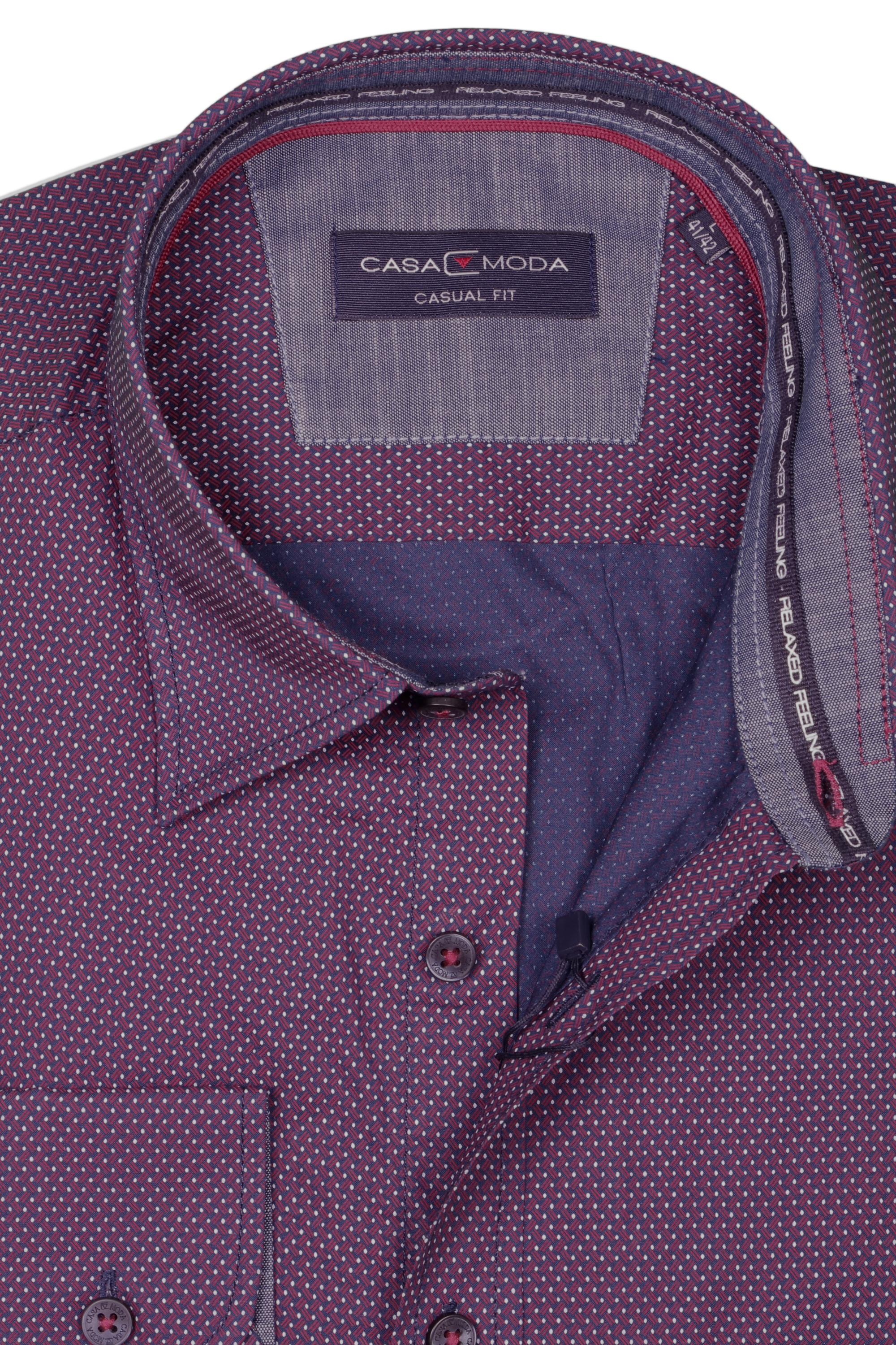 Casa Moda Hemd Casual Fit modischer Print - bordeaux