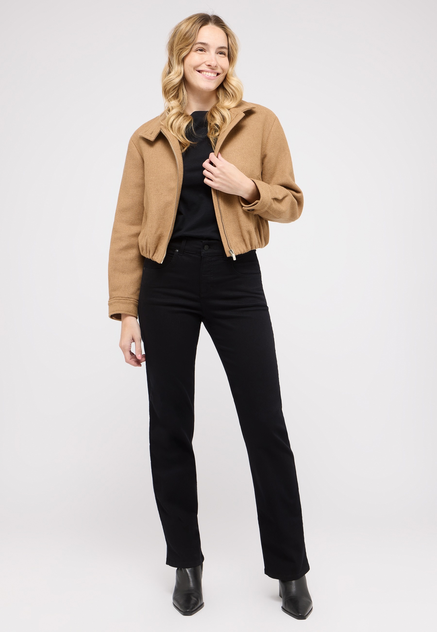 Angels Damen Jeans, Lara wide leg, schwarz 44