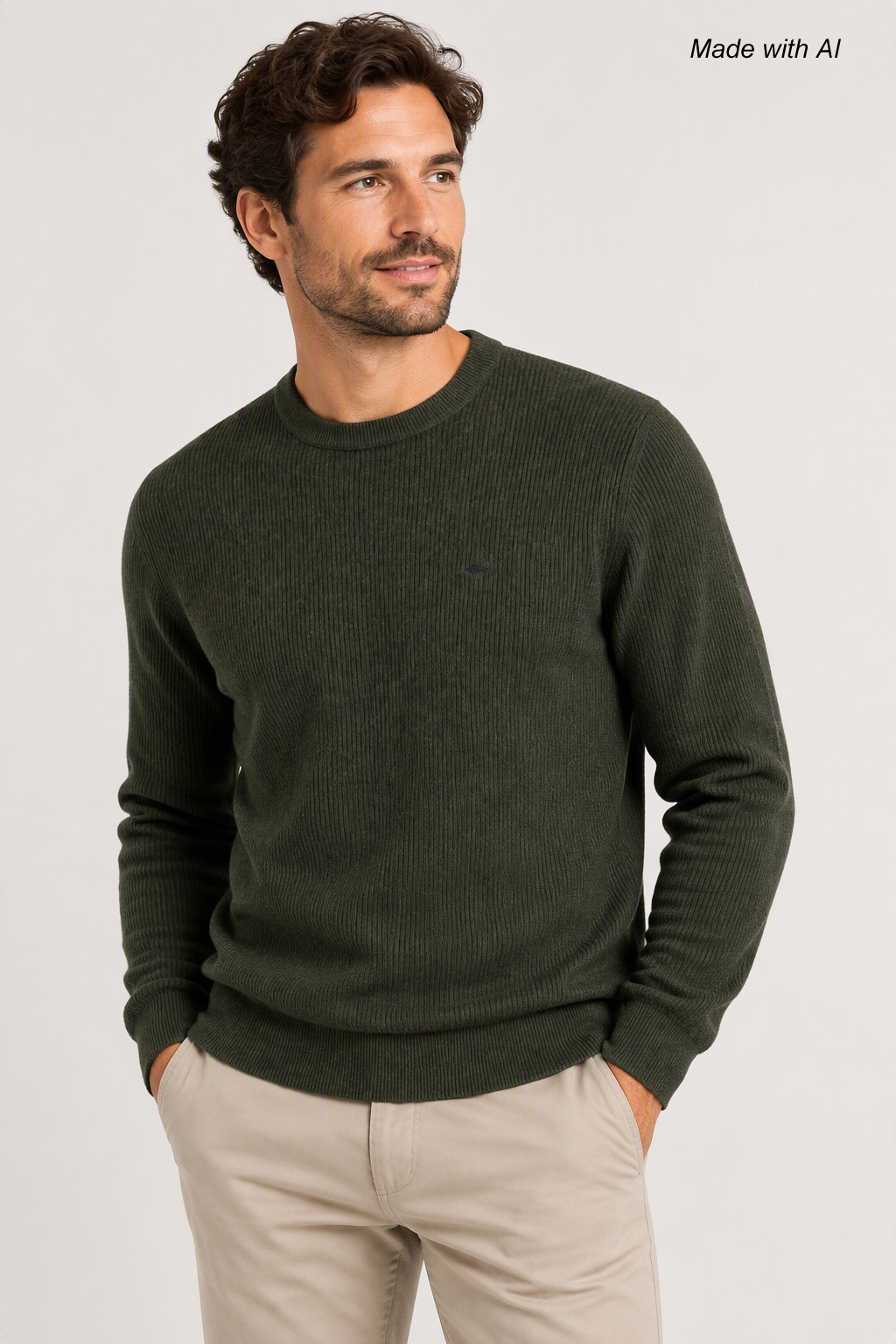 Fynch-Hatton Herrenpullover Wolle - dunkelgrün XXL
