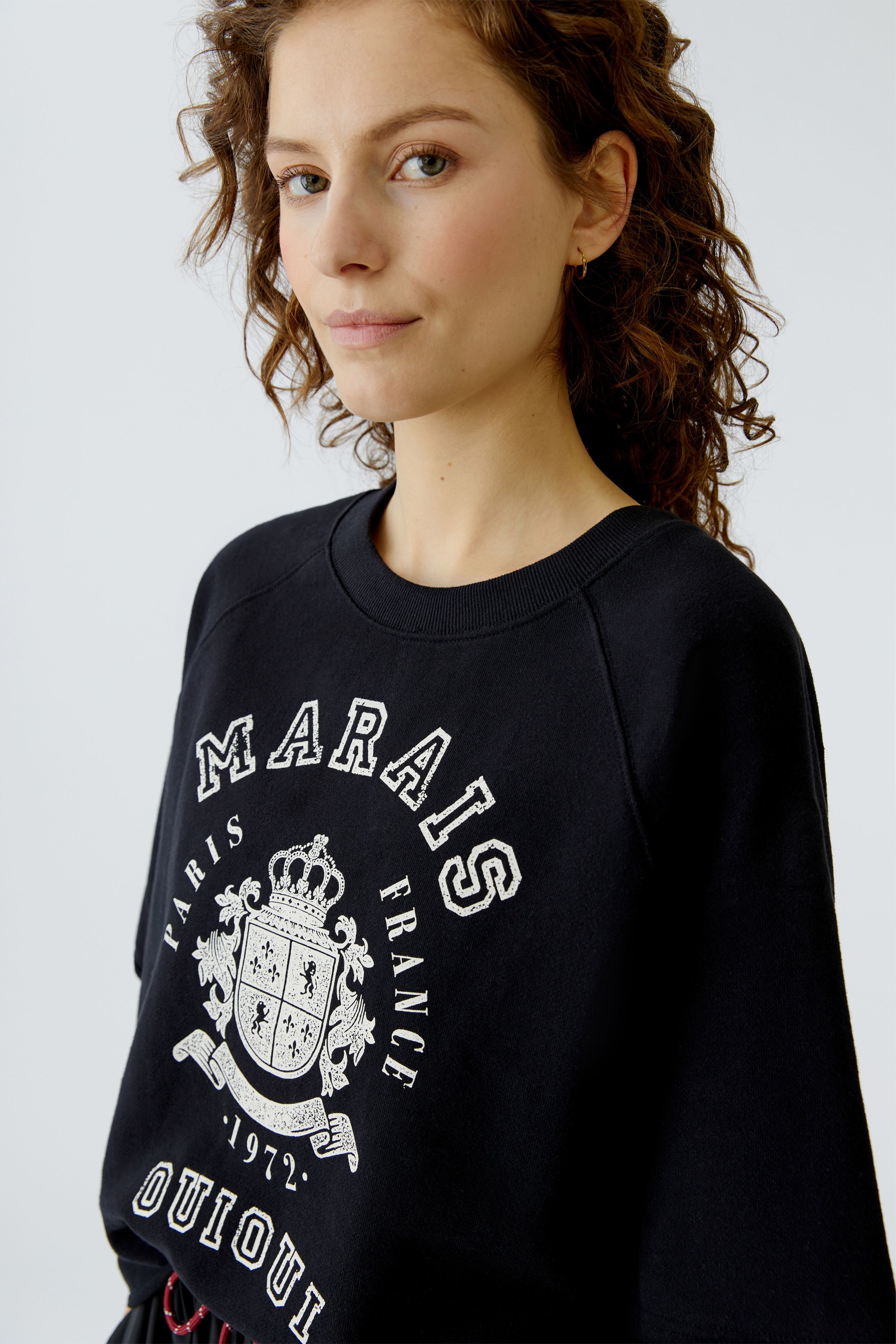 Oui Leichtes Sweatshirt Oversized - schwarz