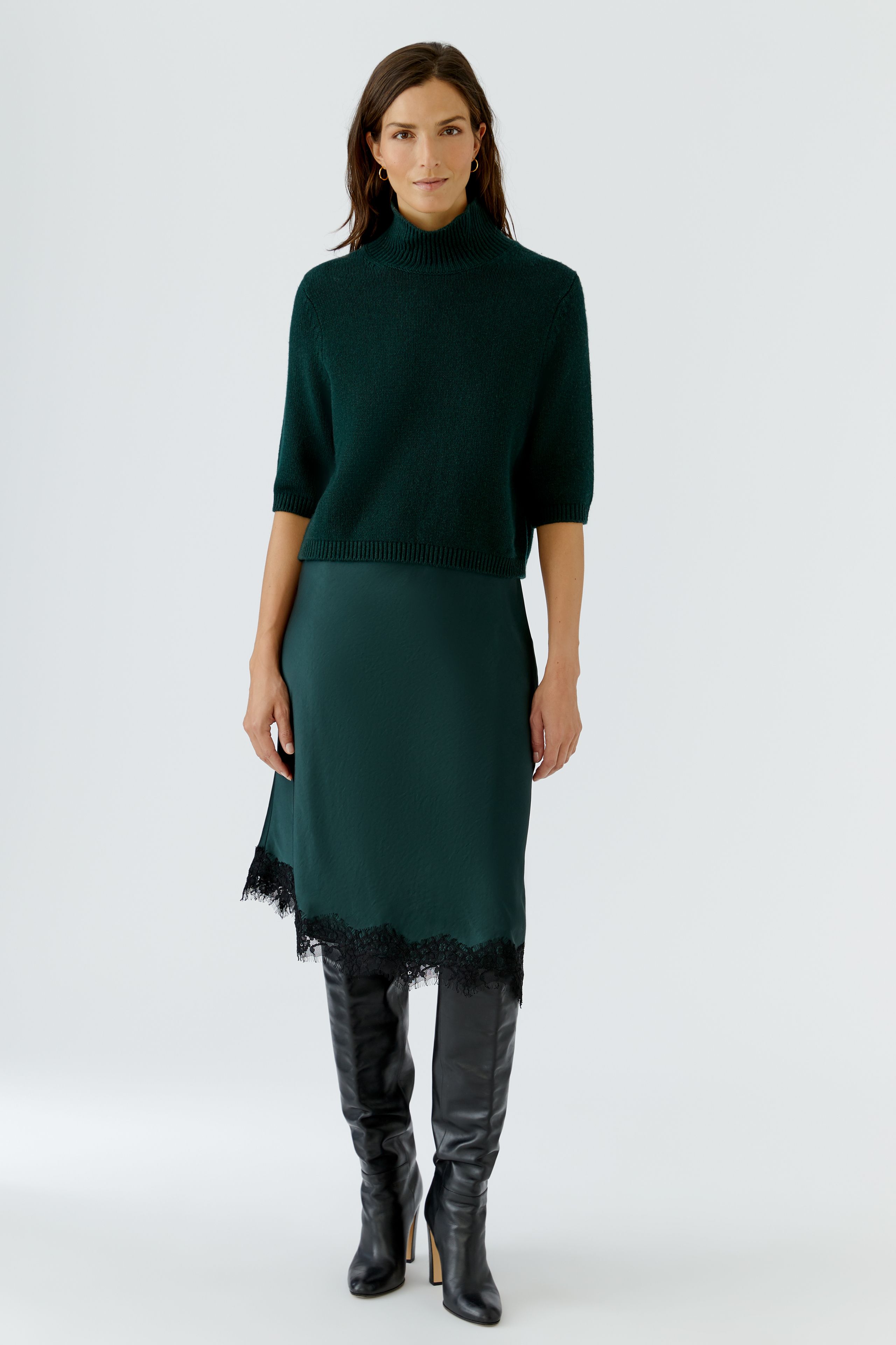 Oui Rollkragenpullover in Tannengrün 3/4 Arm 42