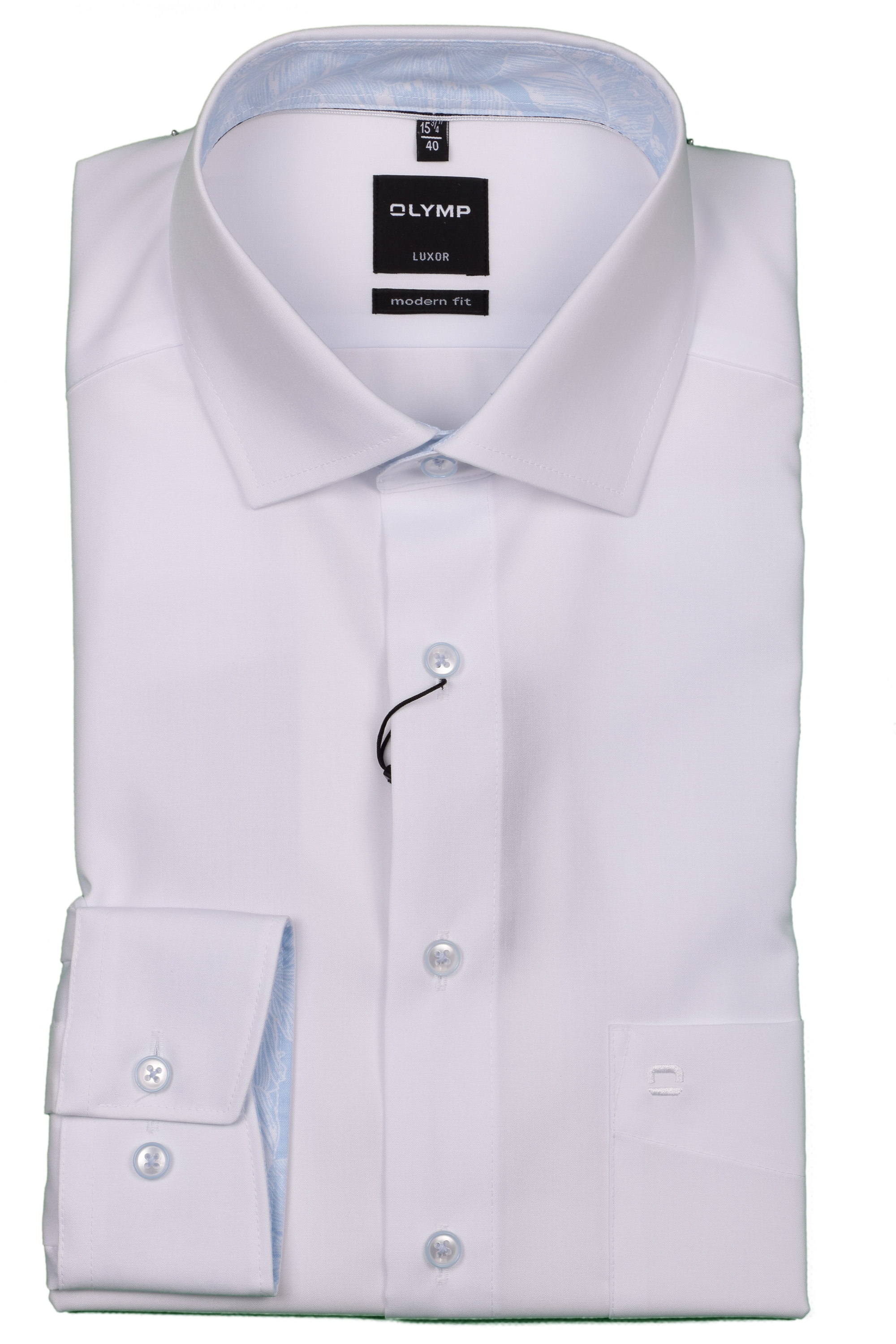 Olymp Hemd Luxor modern fit - weiß mit hellblau 41