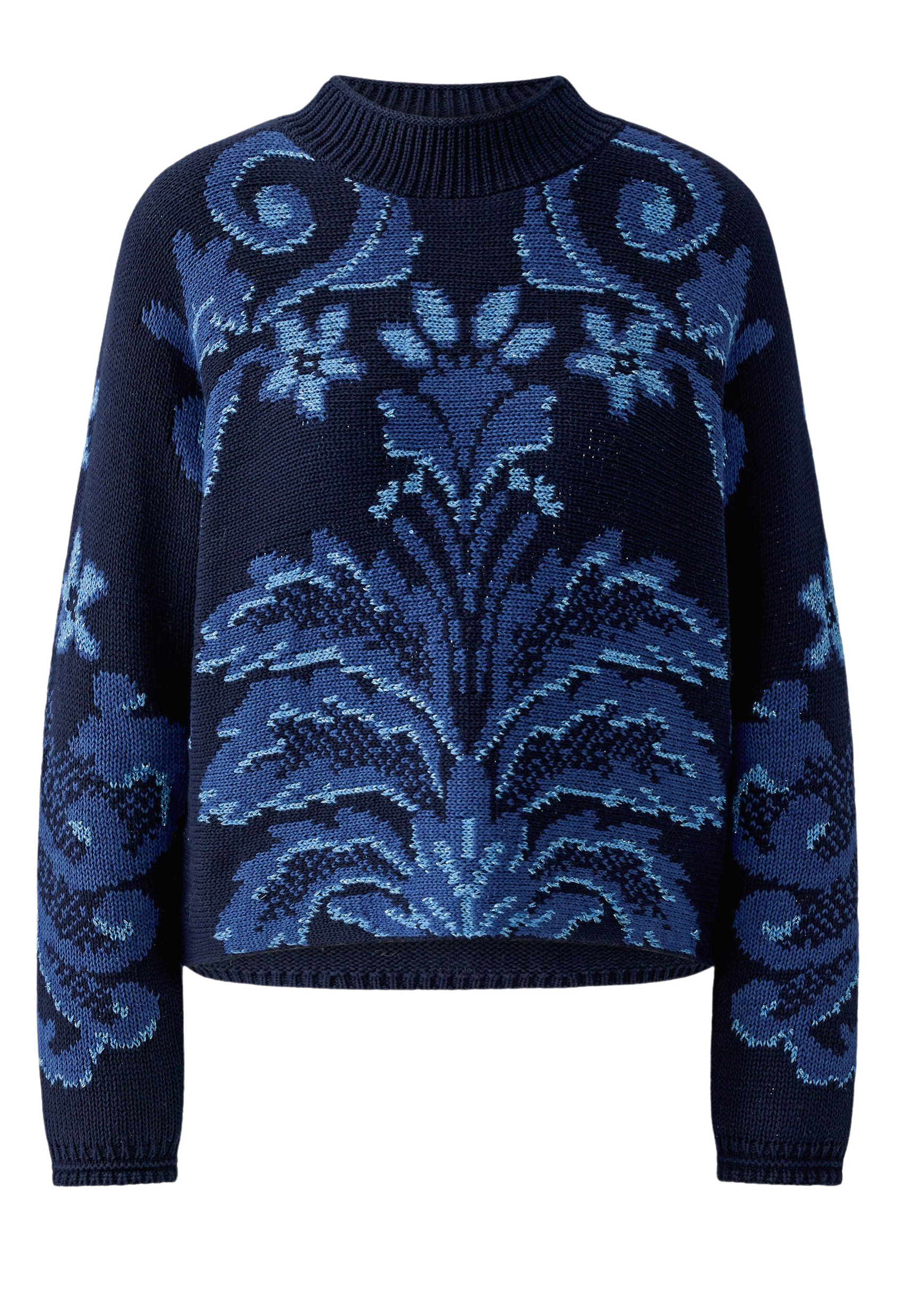 Oui Highlight Baumwoll-Jacquard Pullover 44