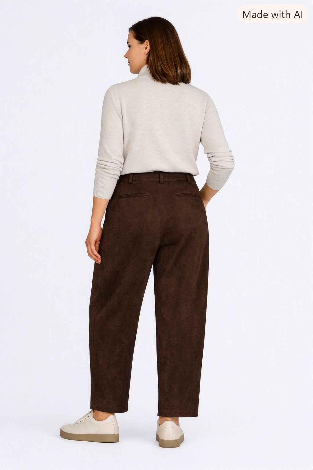 Raffaelo Rossi Dunkelbraune Velourslederhose in O‑Shape (Lederoptik) 40