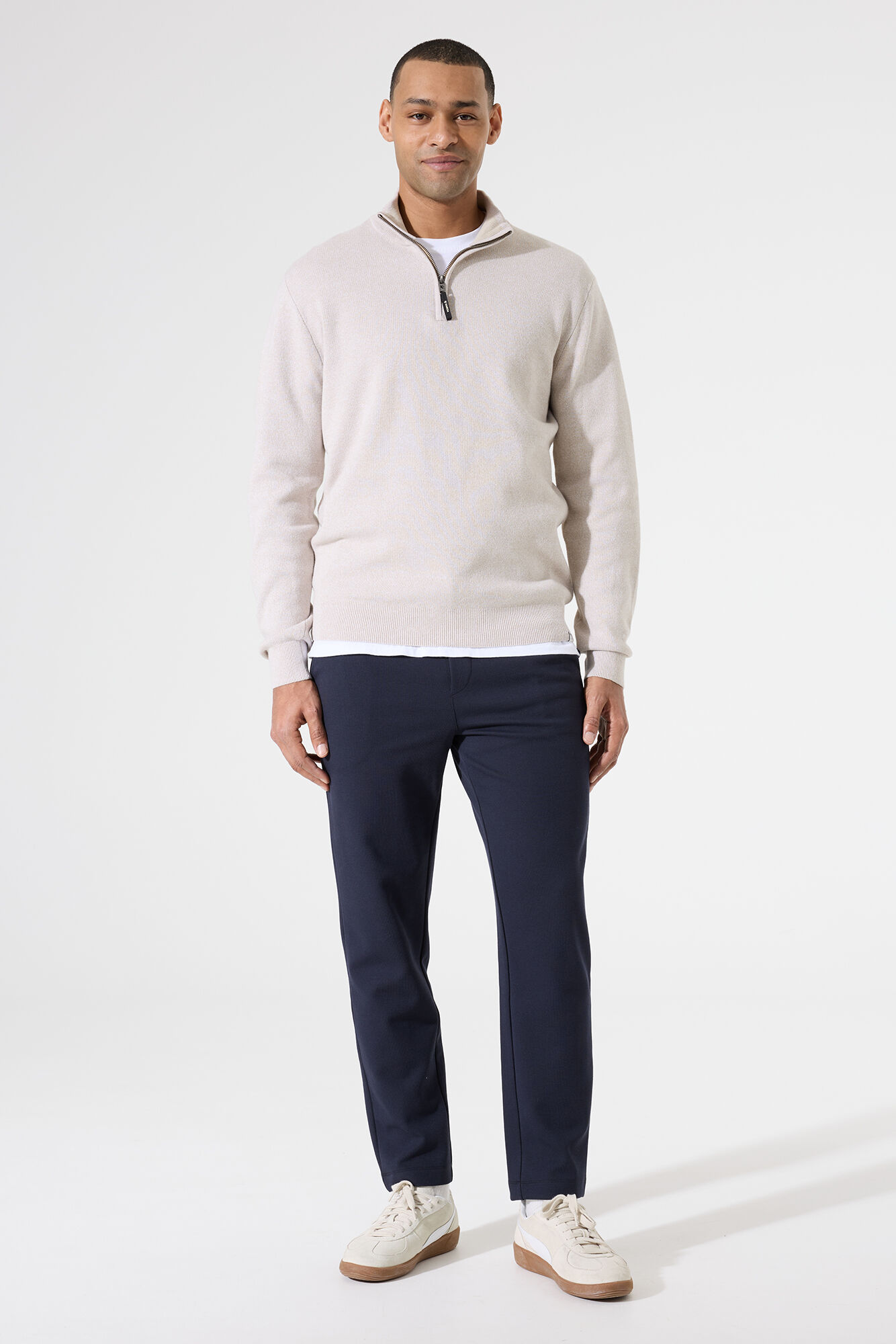 Garcia Herren Pullover Troyer-Zip - sand