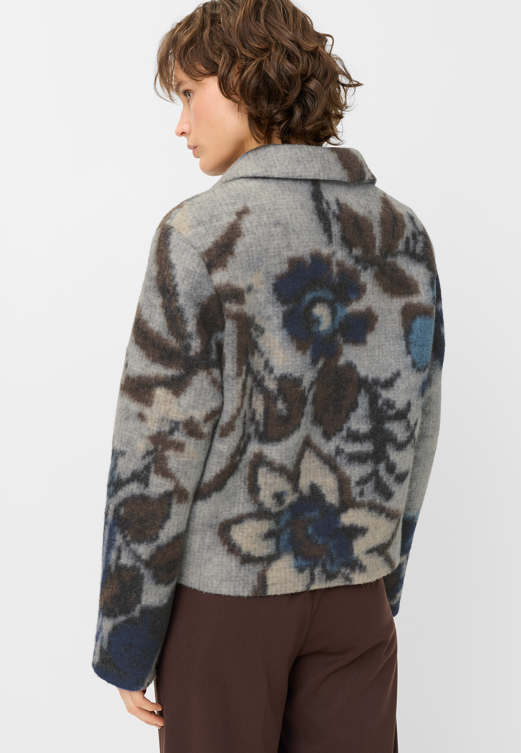 Fuchs Schmitt Wolljacke mit abstraktem Print in Grau-Blau 36