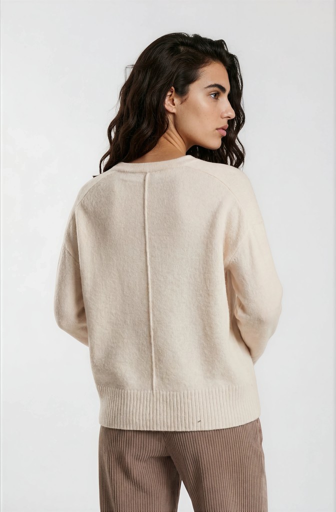 Milano Italy Damenpullover mit Spitzendetail – Creme M
