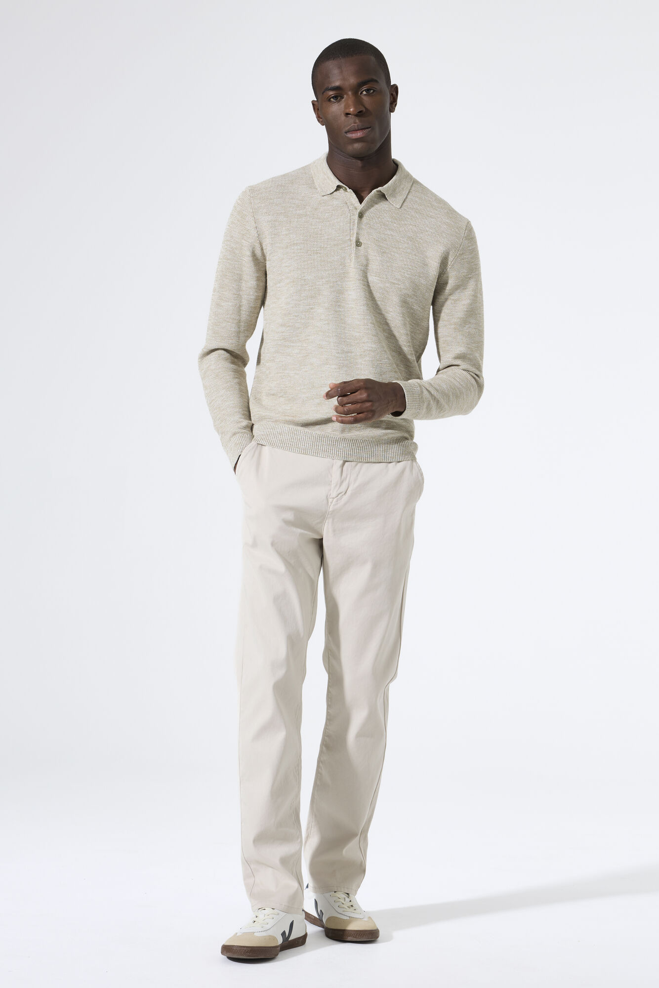 Garcia Herren Strickpolo langarm