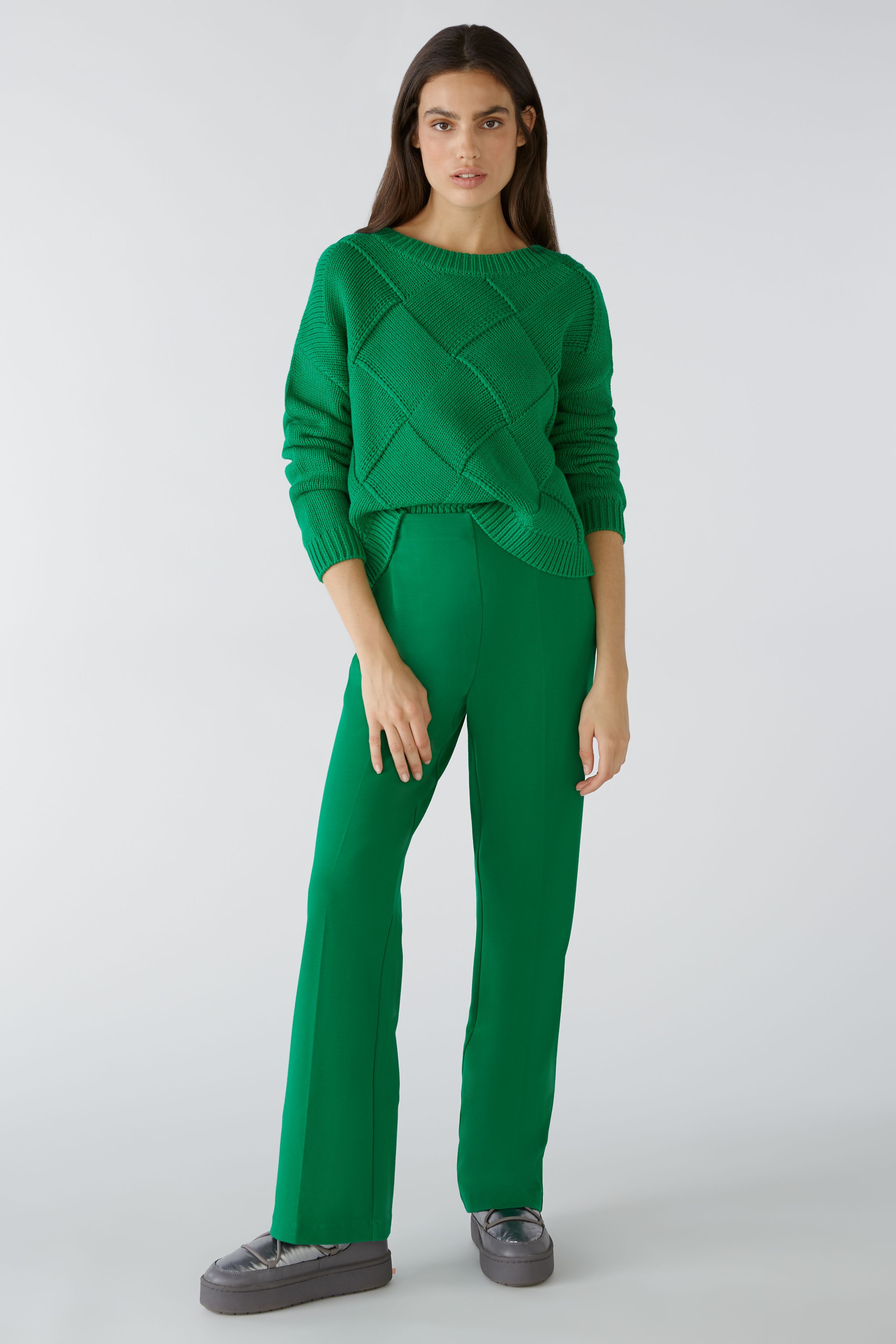 Oui Damen Boxy Pullover - grün 40
