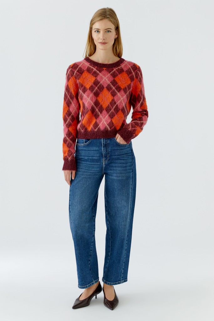 Oui Kuscheliger Argyle‑Pullover 42