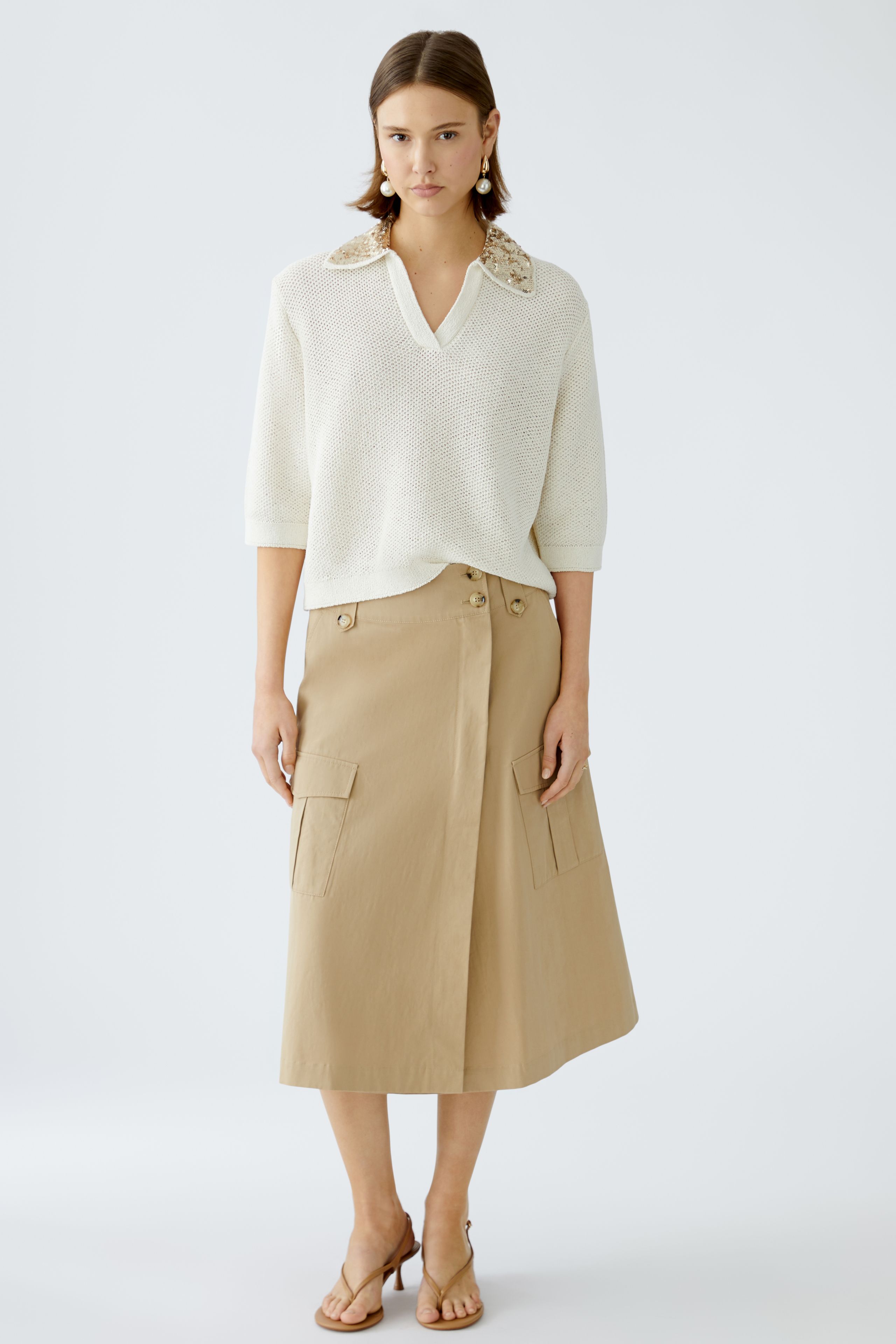 Oui Polopullover mit Highlight Strickkragen 34