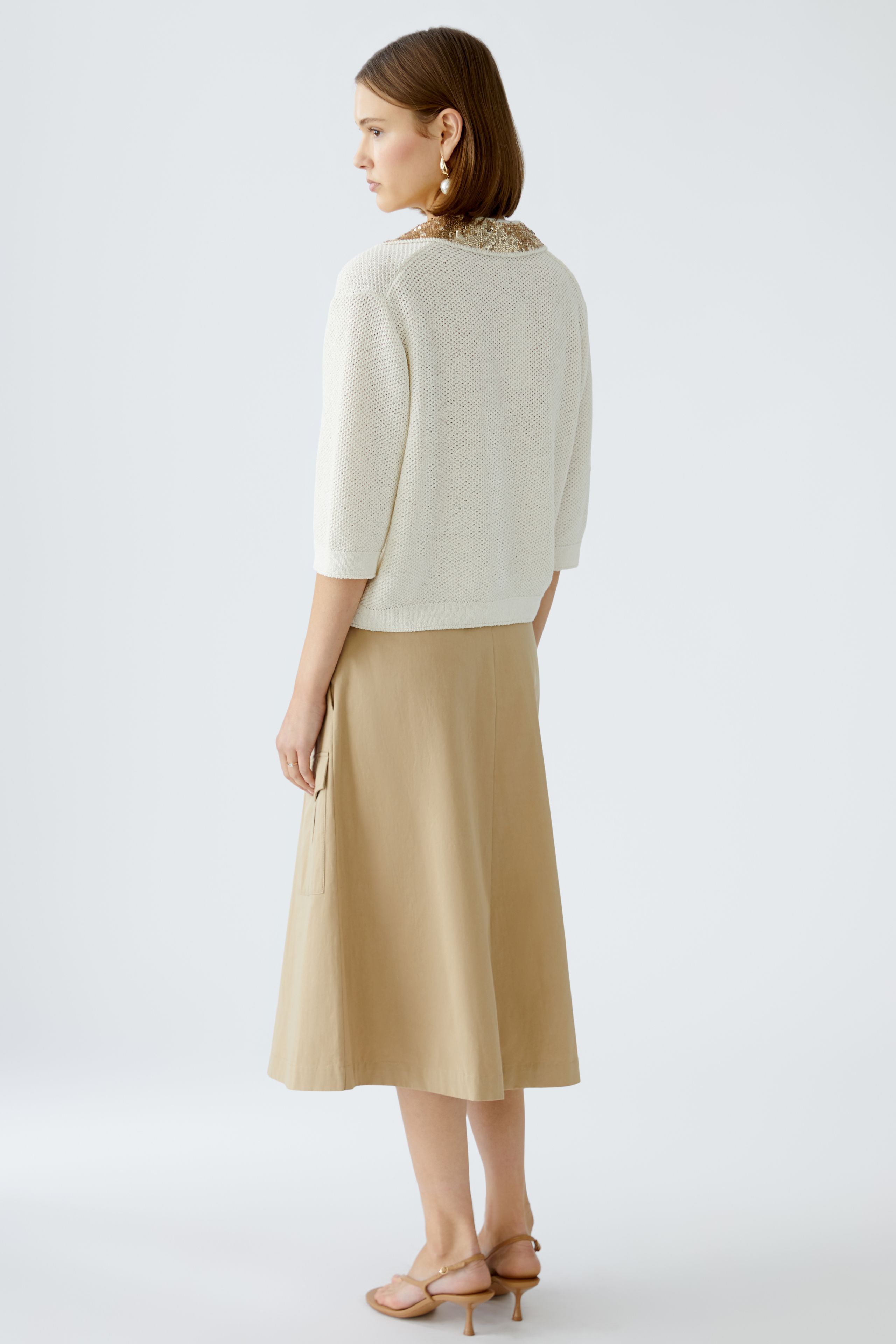 Oui Polopullover mit Highlight Strickkragen 34