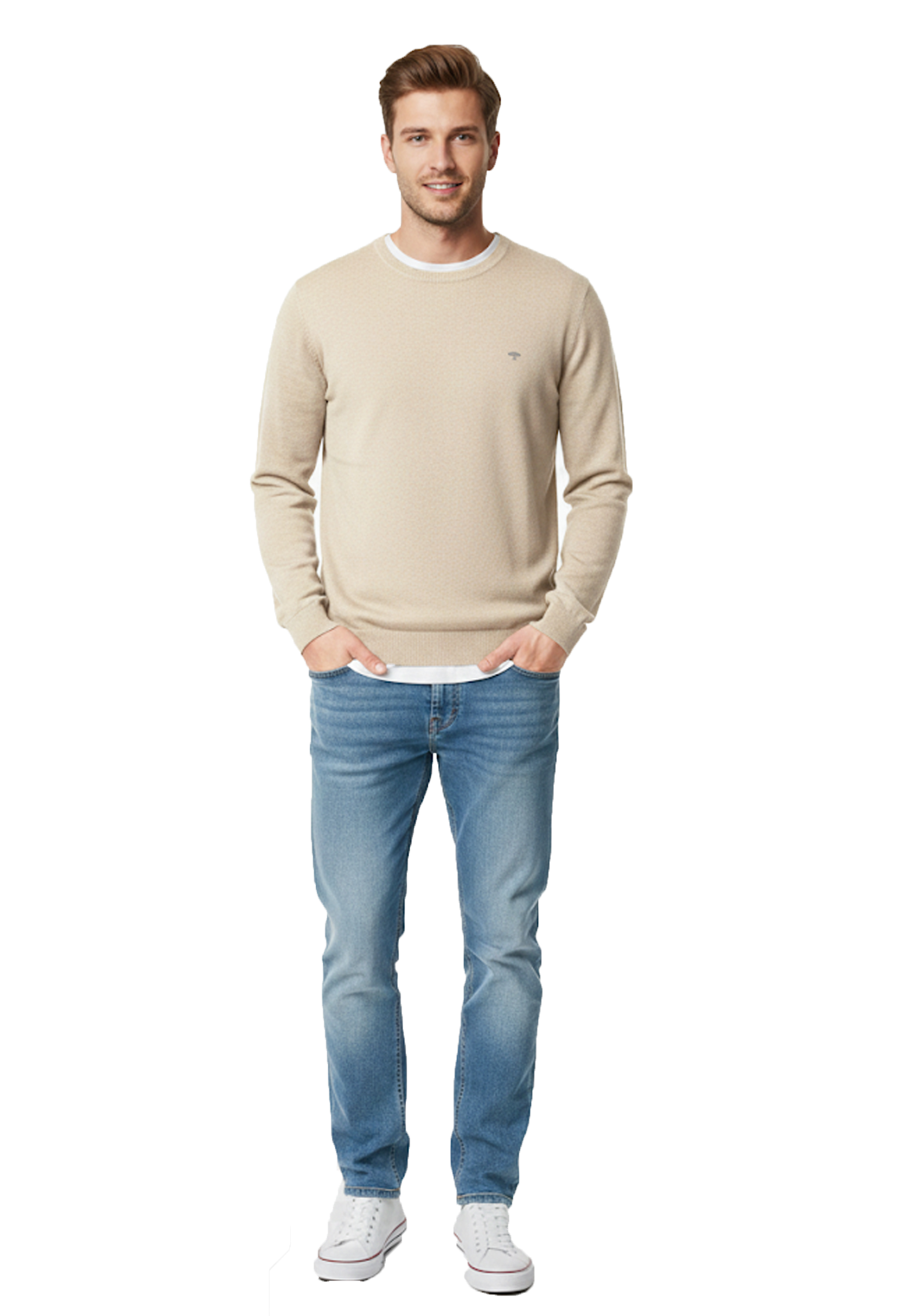 Fynch-Hatton Pullover O-Neck Air cotton - offwhite