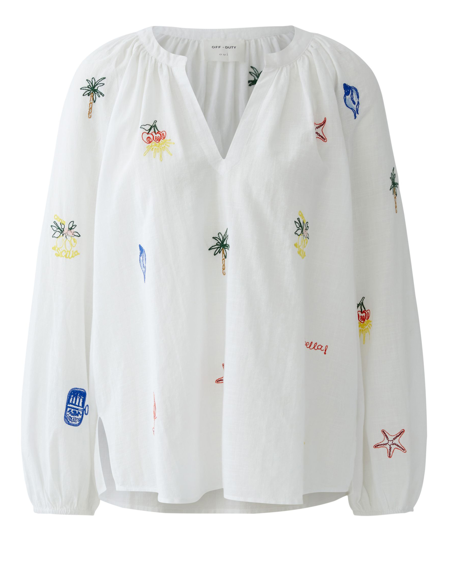 Oui Bestickte Tunika - white red 40