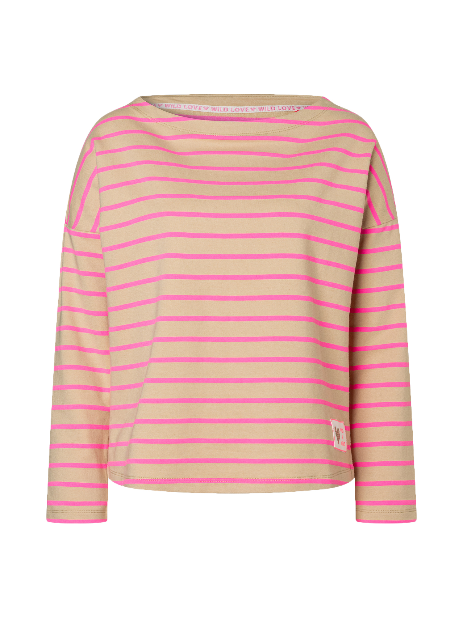 Lieblingsstück Damen‑Sweatshirt – Beige mit pinken Streifen L