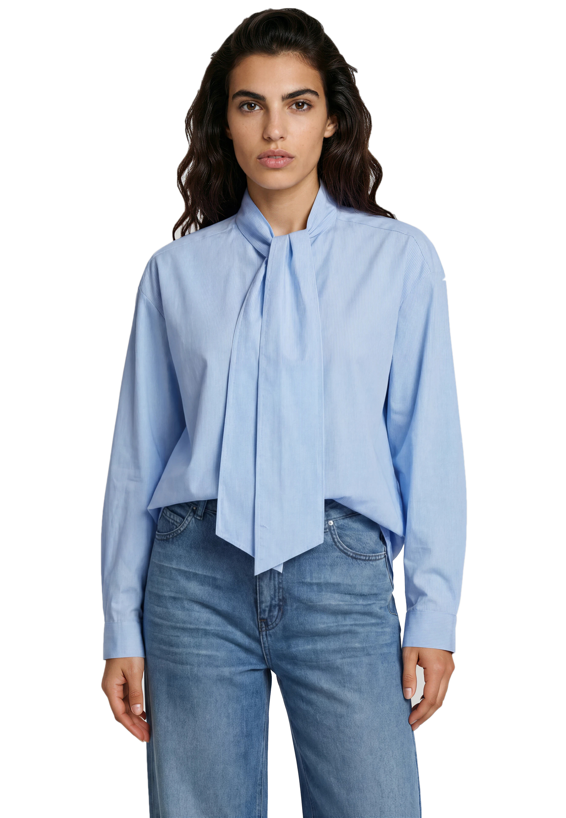 Milano Italy Bluse mit Bindeschleife – Hellblau 36