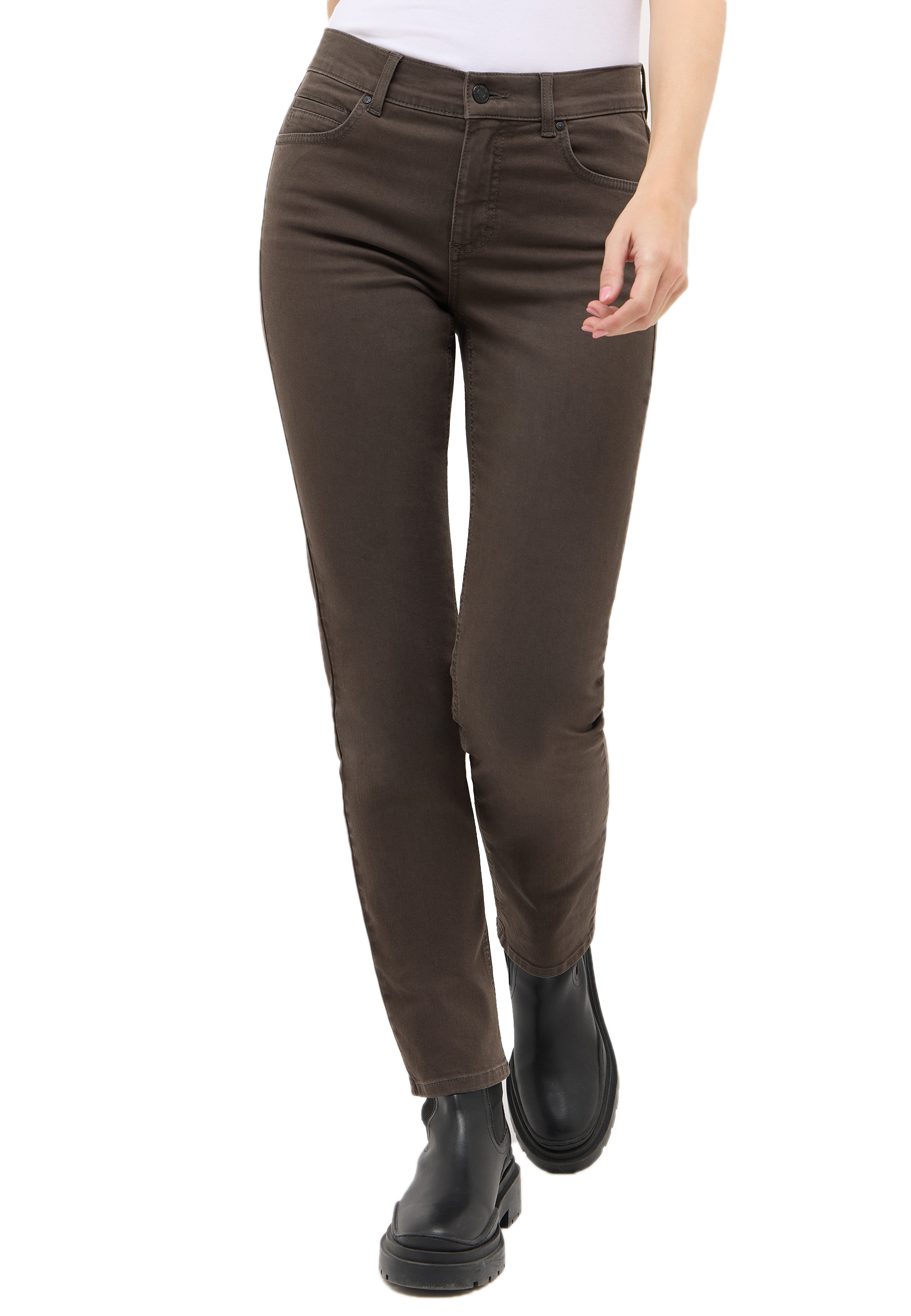Angels Damen Jeans Cici, Straight fit, dunkelbraun 46