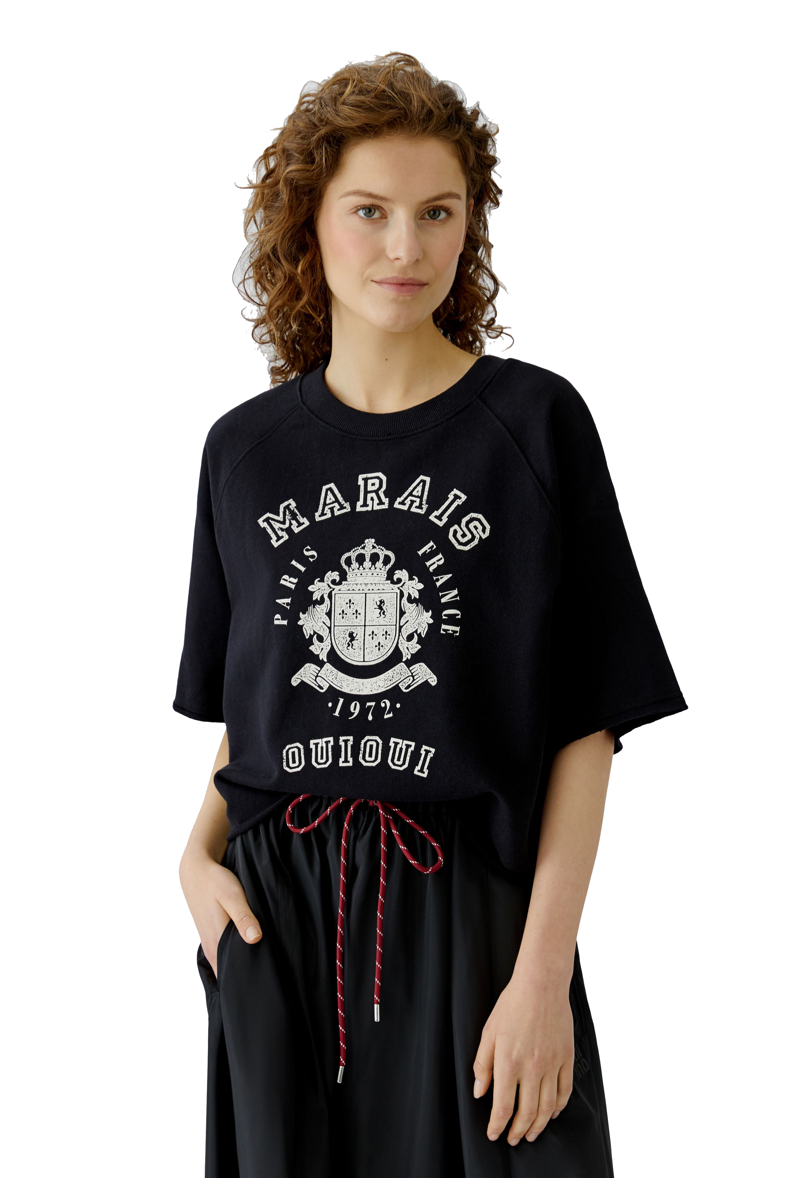 Oui Leichtes Sweatshirt Oversized - schwarz