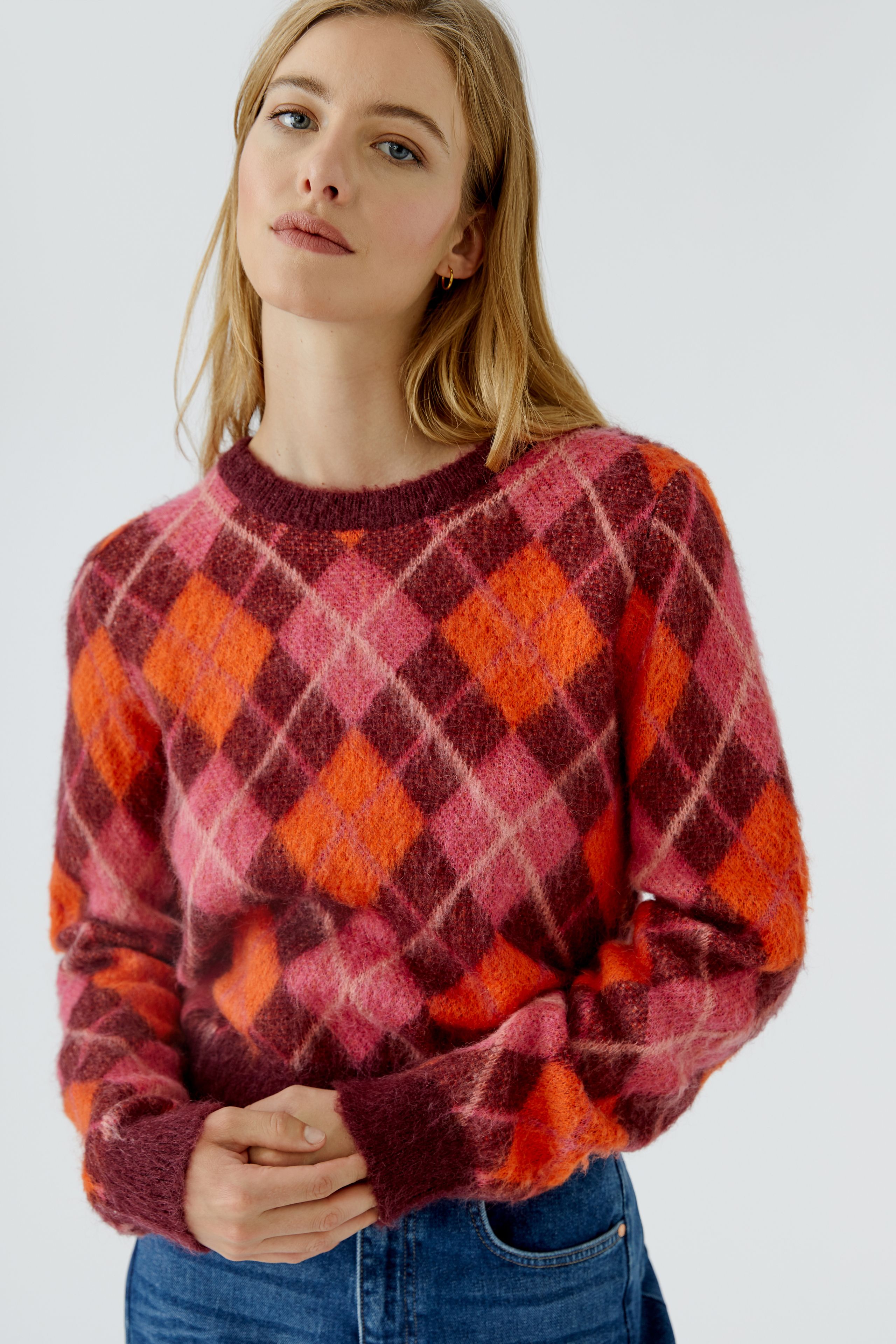 Oui Kuscheliger Argyle‑Pullover 42