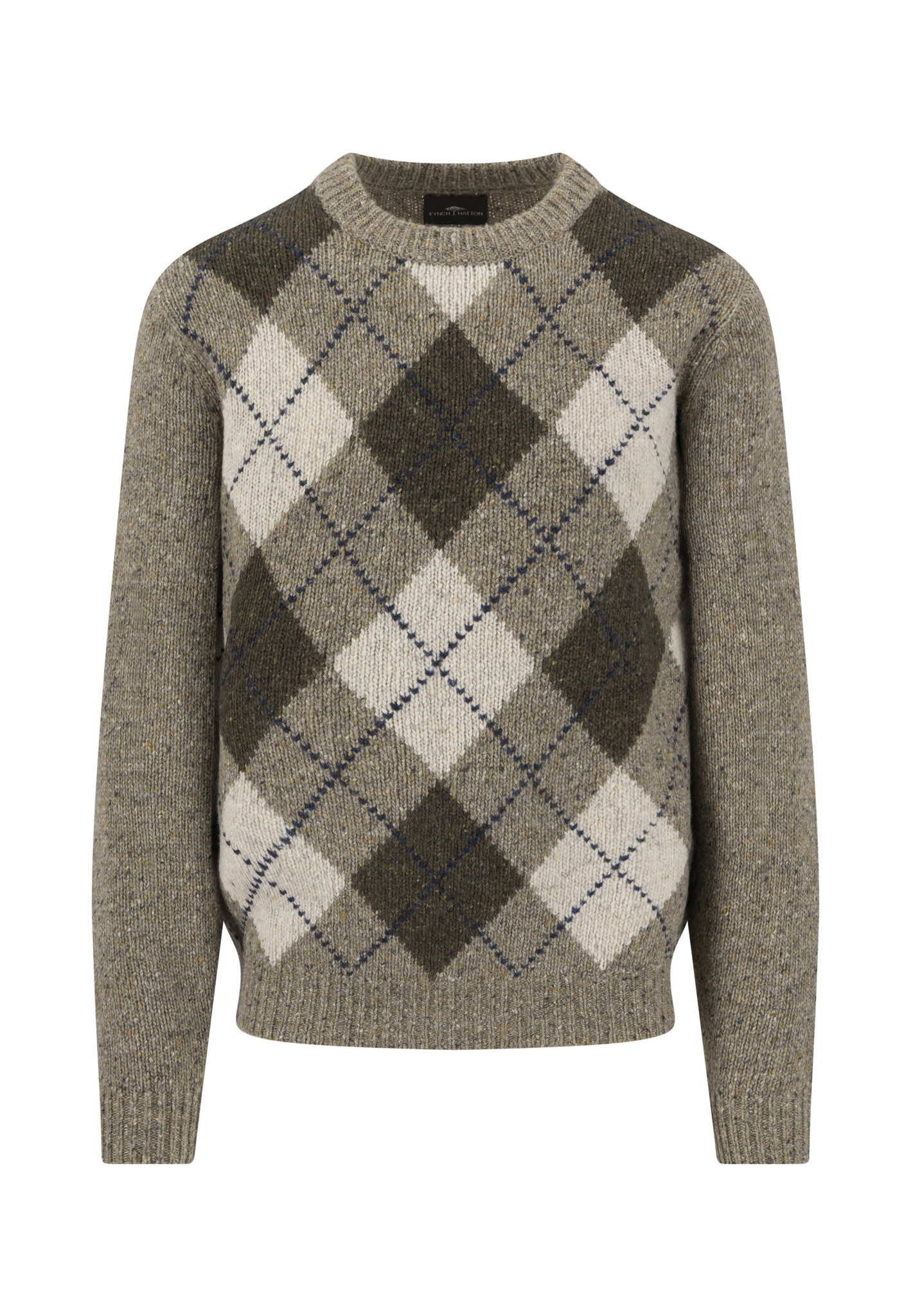 FYNCH-HATTON Herrenpullover Karomuster Beige XXL