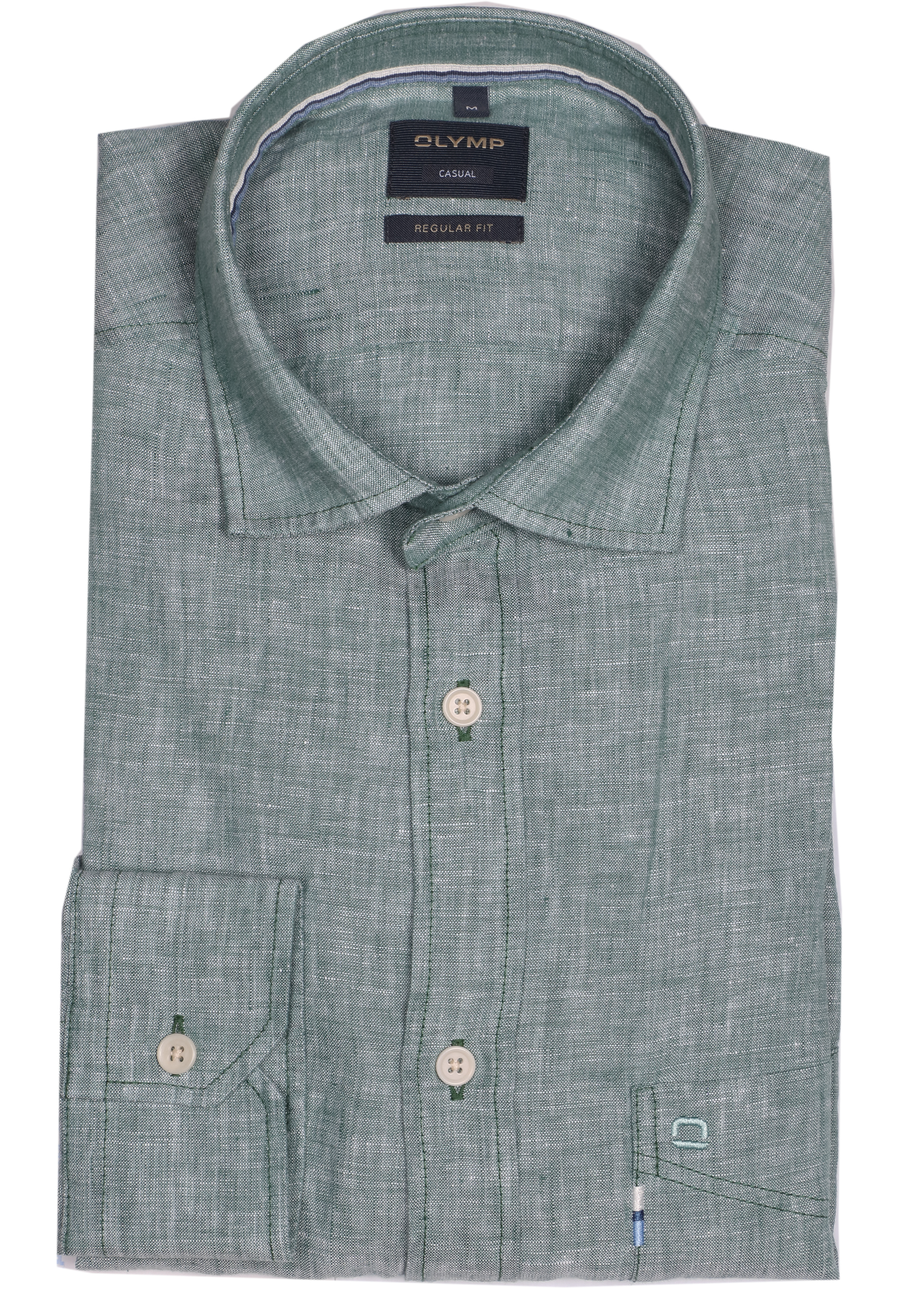 Olymp Leinenhemd regular fit - grün XXL