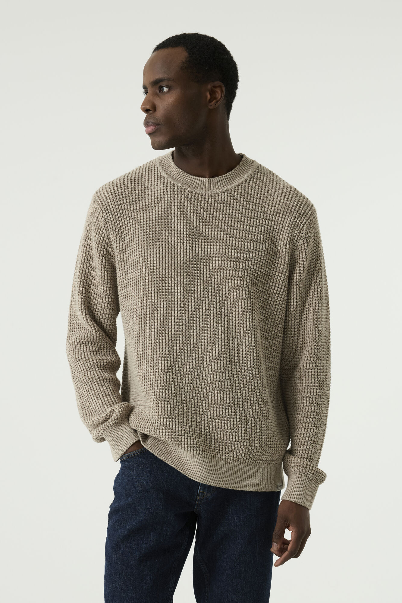 Garcia Herren Pullover Waffelstrick – Taupe XXL