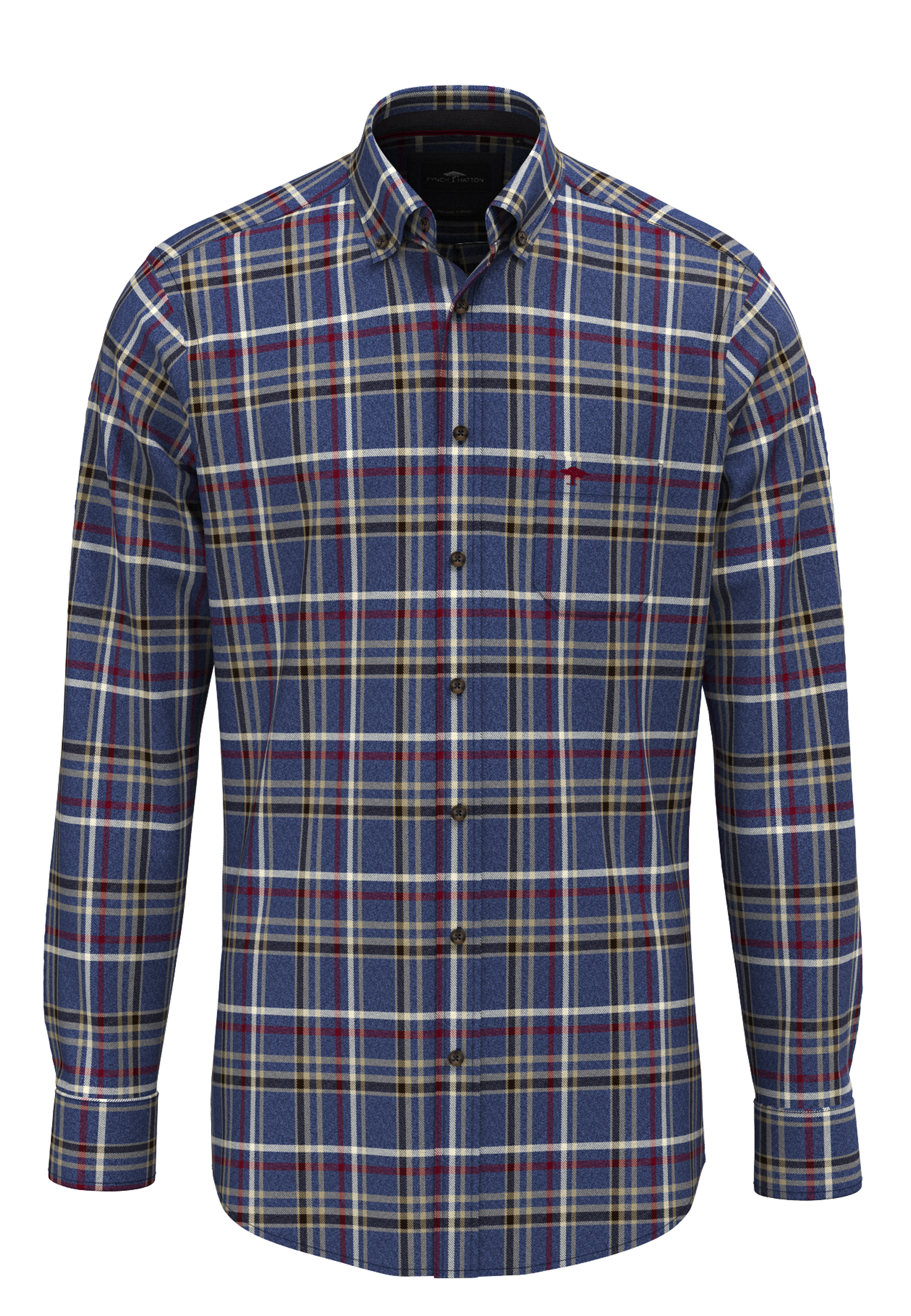 Fynch-Hatton Flanellhemd kariert - dunkelblau 3XL