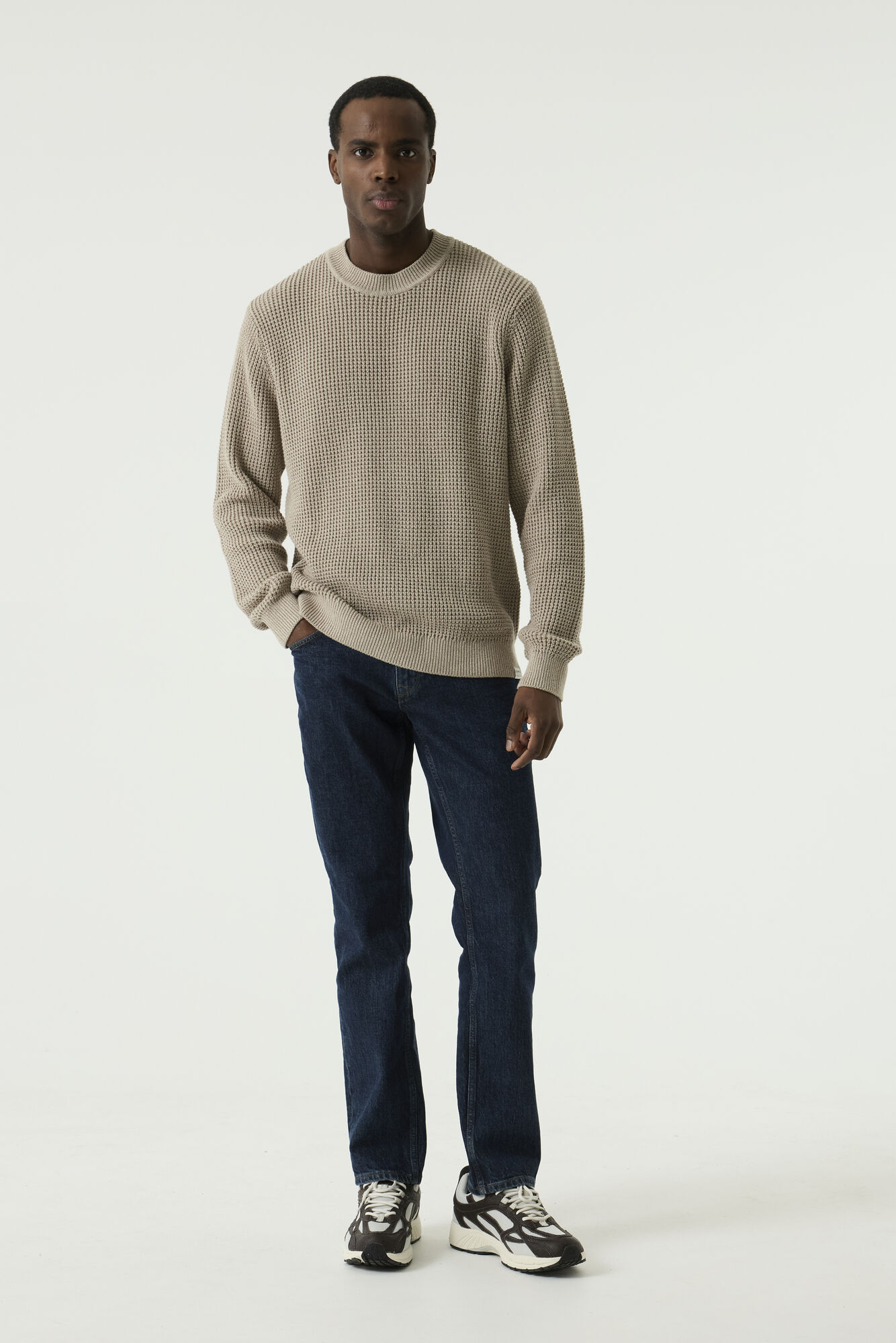 Garcia Herren Pullover Waffelstrick – Taupe XXL