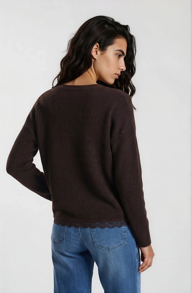 Milano Italy Damenpullover mit Spitzenbesatz
